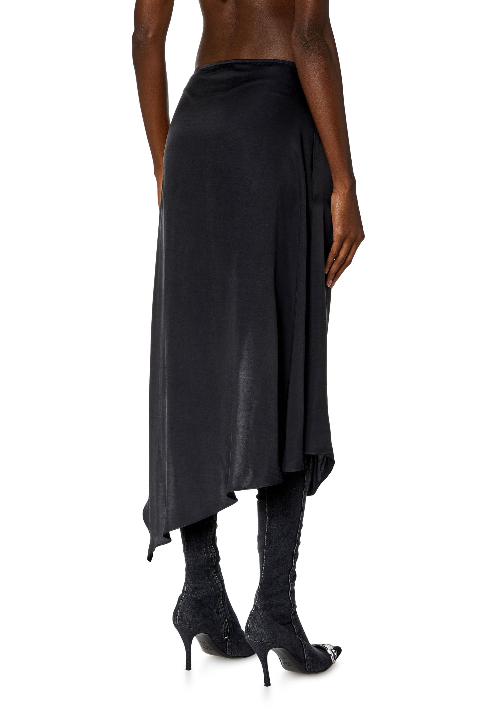 Diesel - O-STENT-N1, Female Asymmetric midi skirt in satin in Grey - Image 4