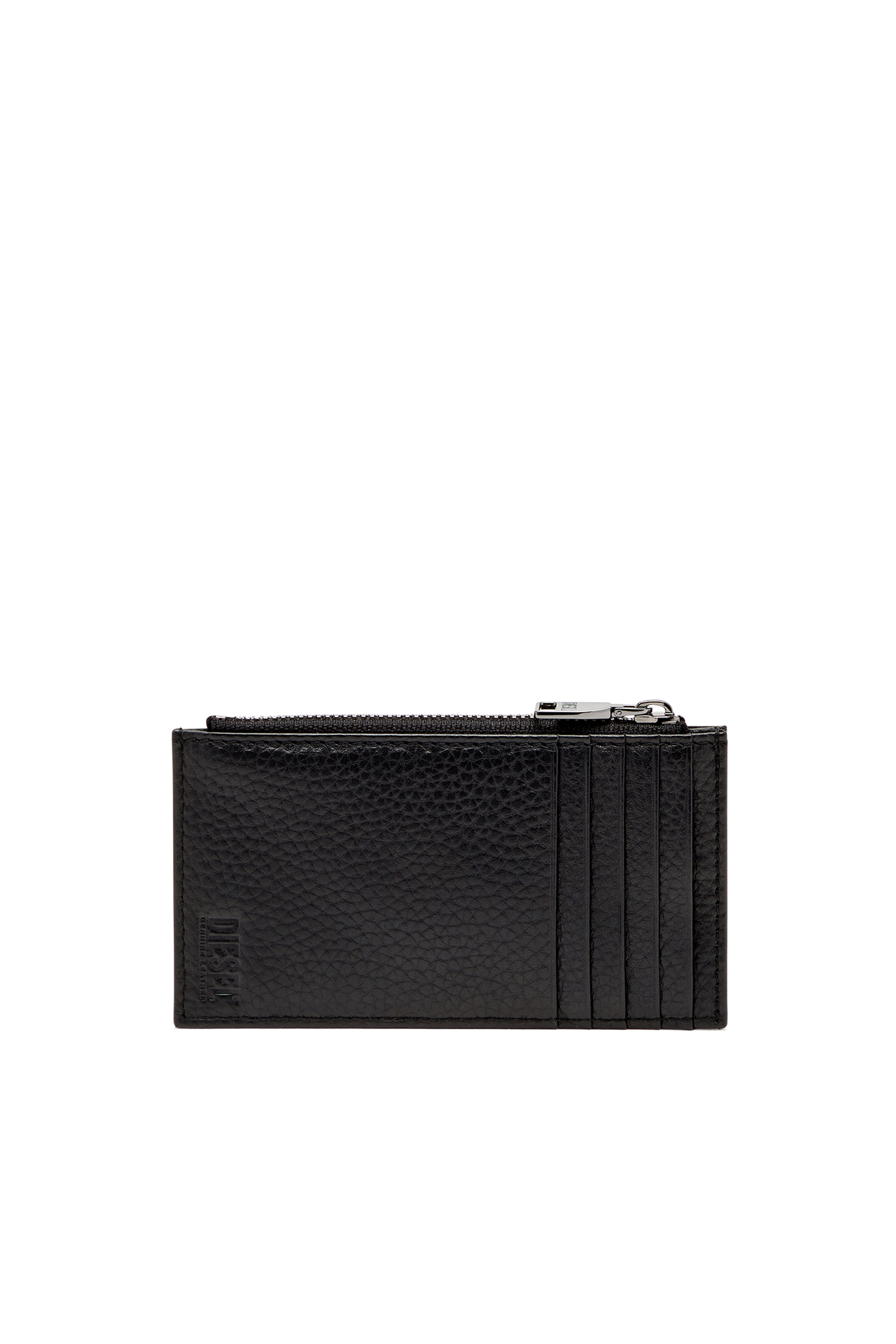 Diesel - HISSU EVO CARD HOLDER III, Male's Flat card holder in grainy leather in Black - 2