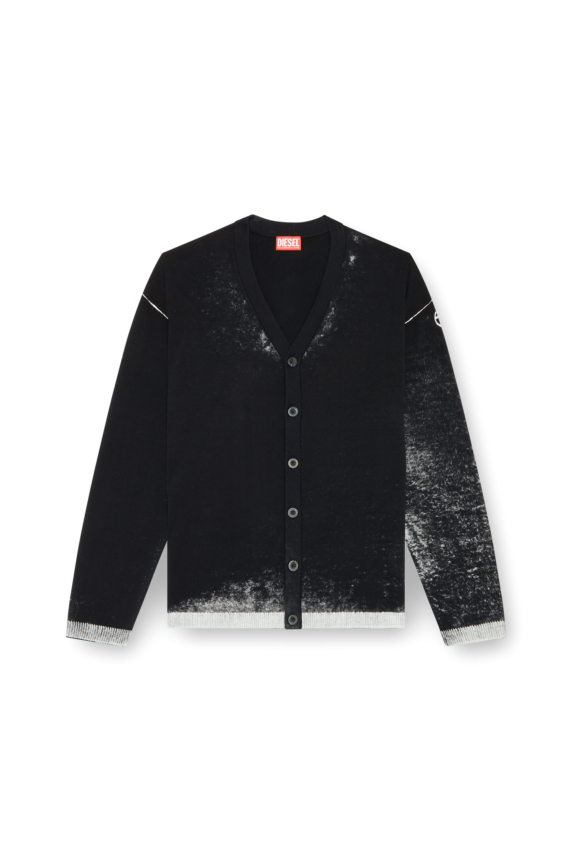 Diesel - K-LARENCE-CARDIGAN-B, Male Reverse-print cotton cardigan in Black - Image 6