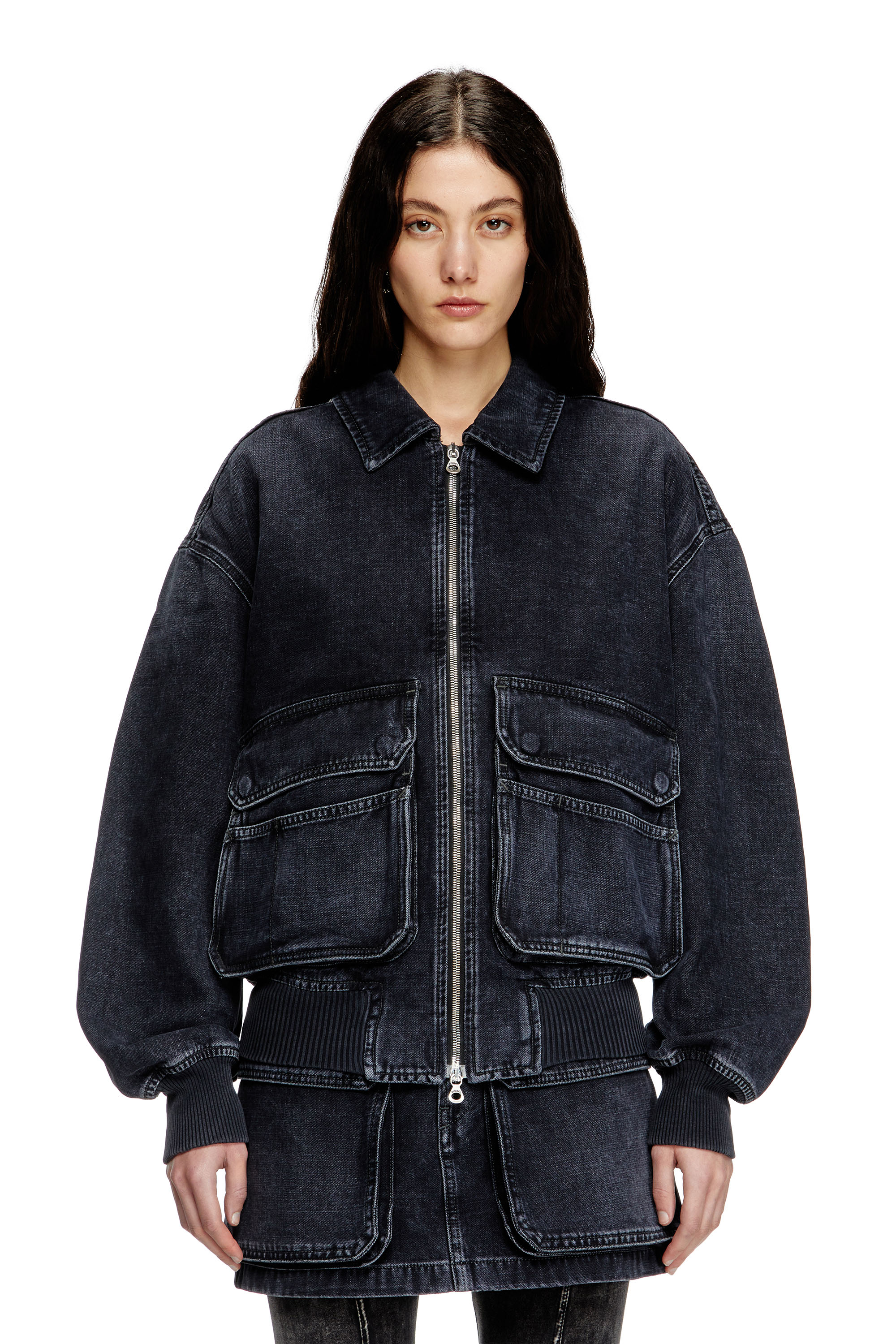 Diesel - D-KURZ, Veste en denim tissé batavia Mixte in Noir - 5