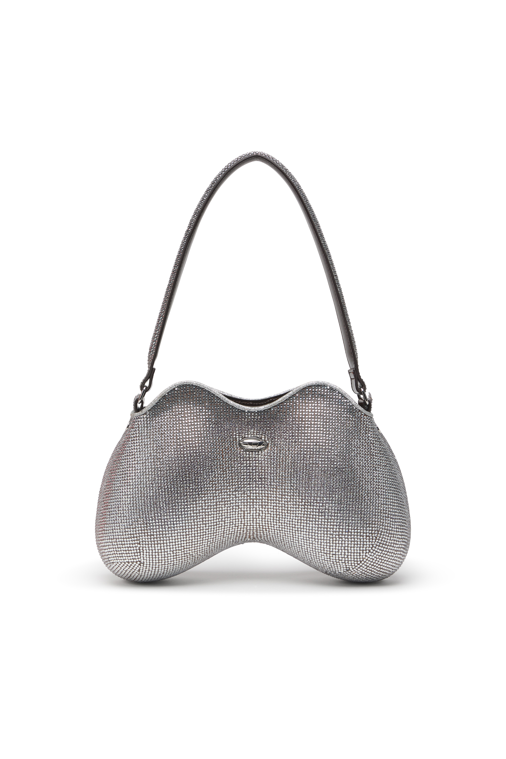 Diesel - DOUBLE-D SHOULDER, Female's Double-D-Shoulder bag with all-over crystals in Silver - 1