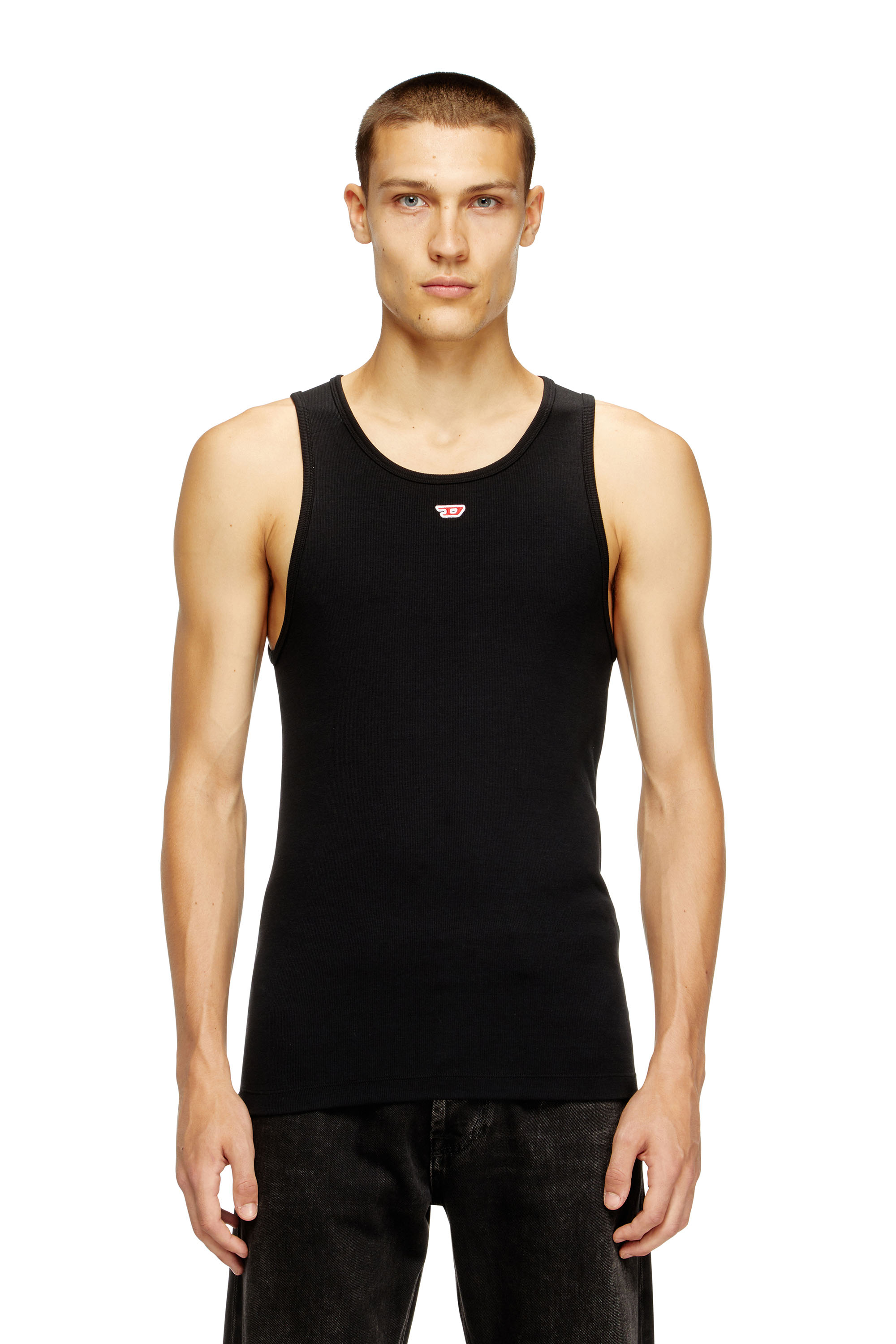Diesel - T-LIFTY-D, Male's Tank top with mini D logo patch in Black - 1