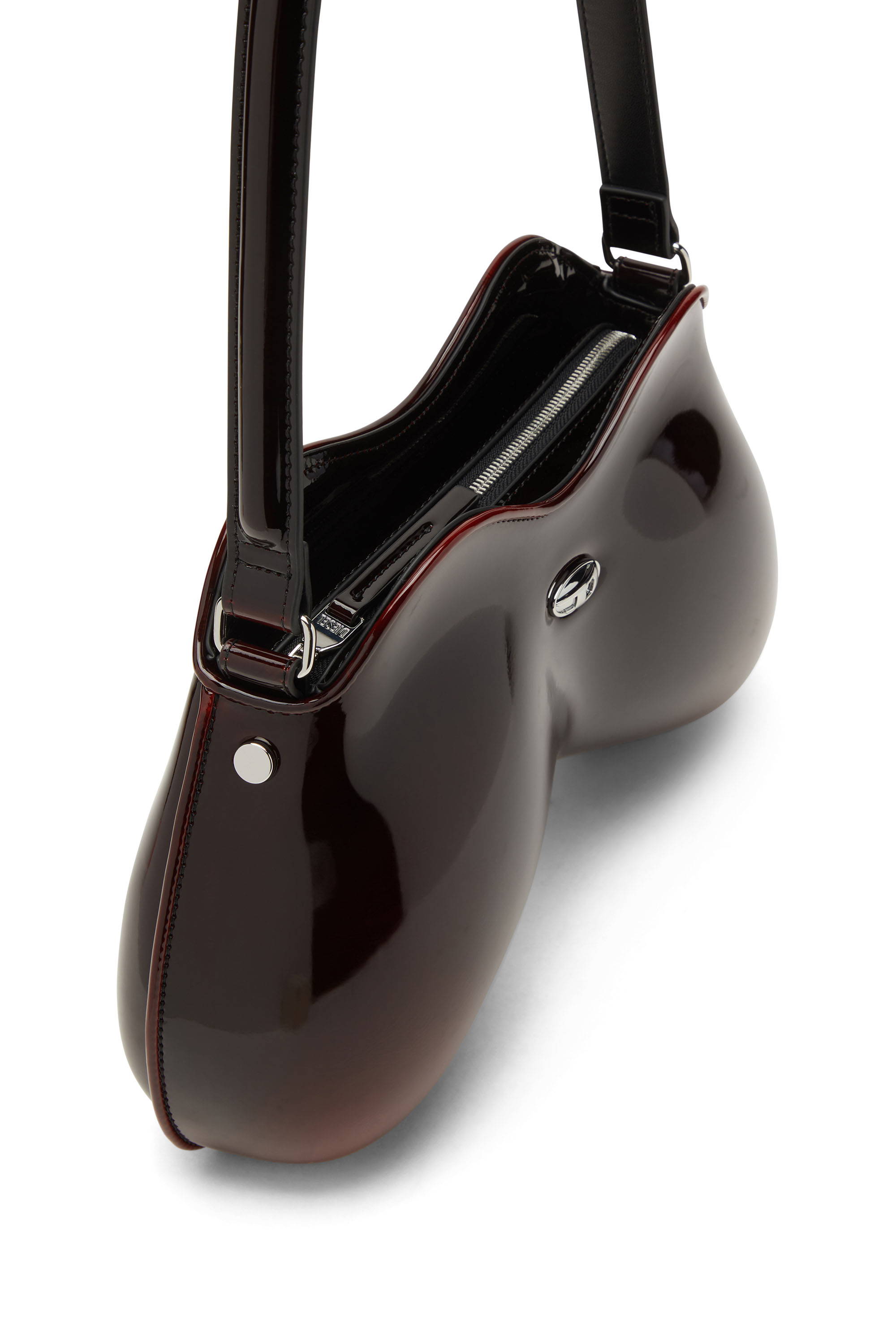 Diesel - DOUBLE-D SHOULDER, Female's Double-D-Rigid shoulder bag in dégradé glossy PU in Burgundy - 4
