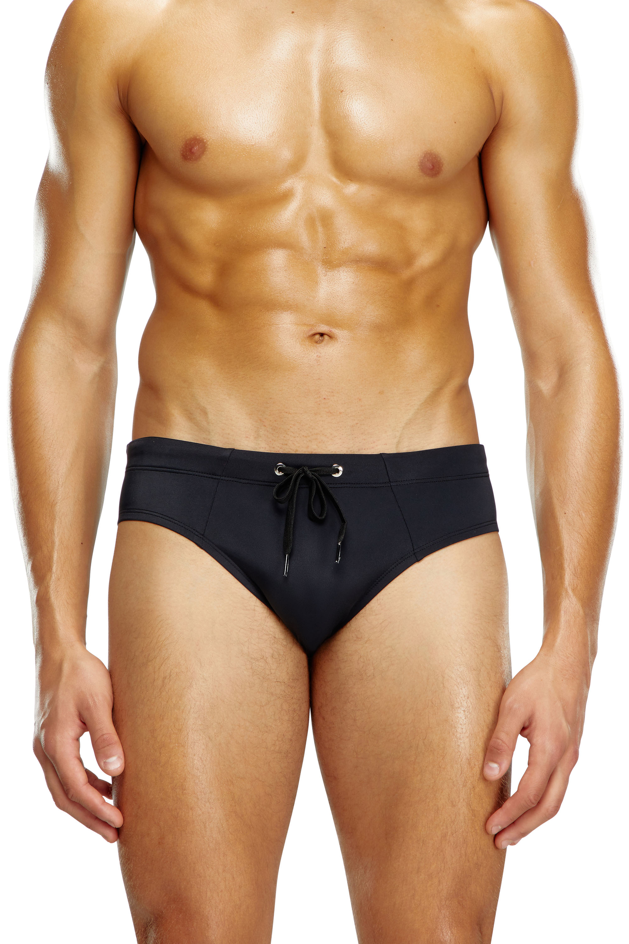 Diesel - BMBR-ALFIE, Male's Swim briefs with tonal logo print in Black - 2