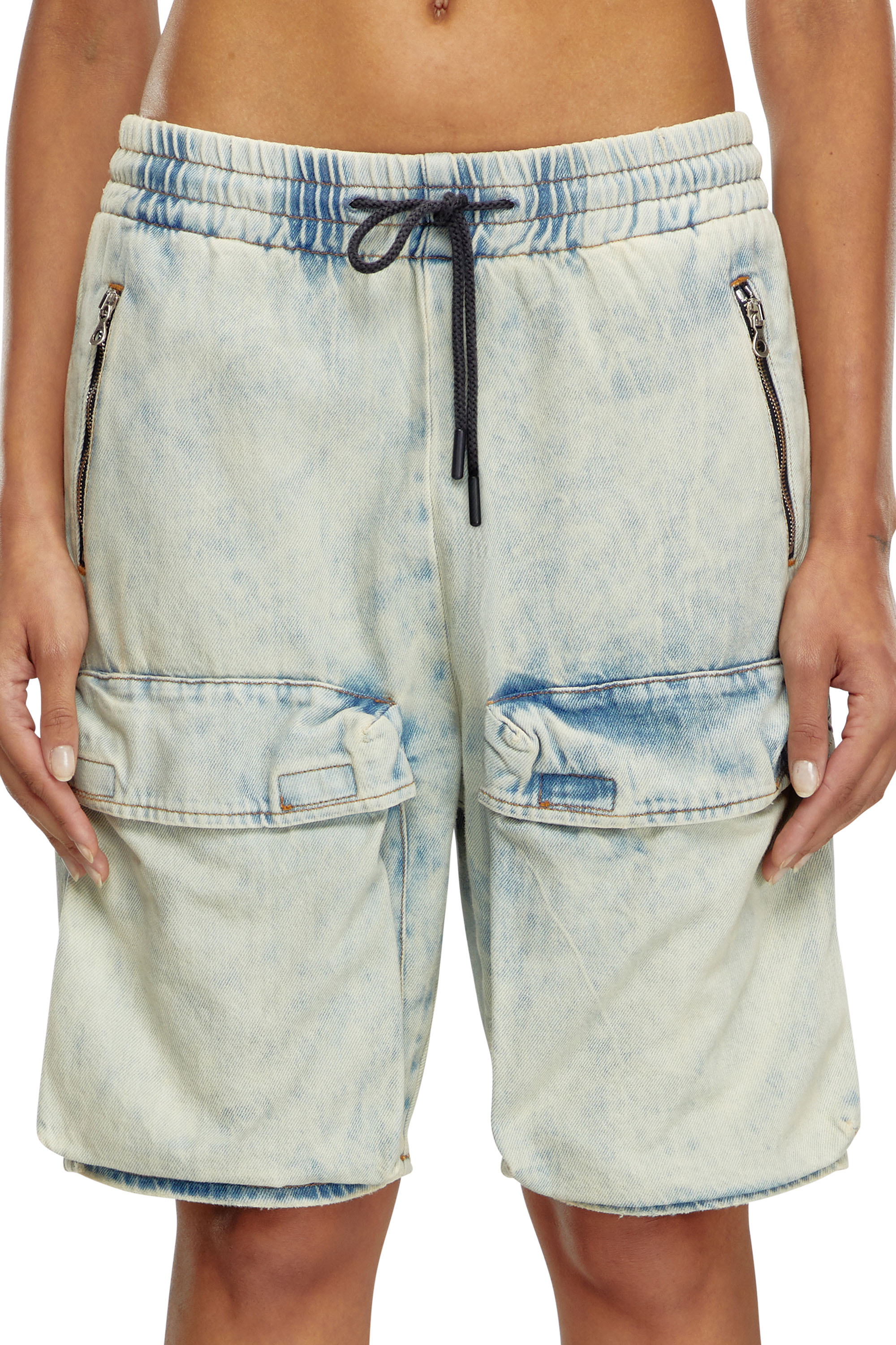 Diesel - D-RIDE-S, Female's Denim cargo shorts in Light Blue - 3