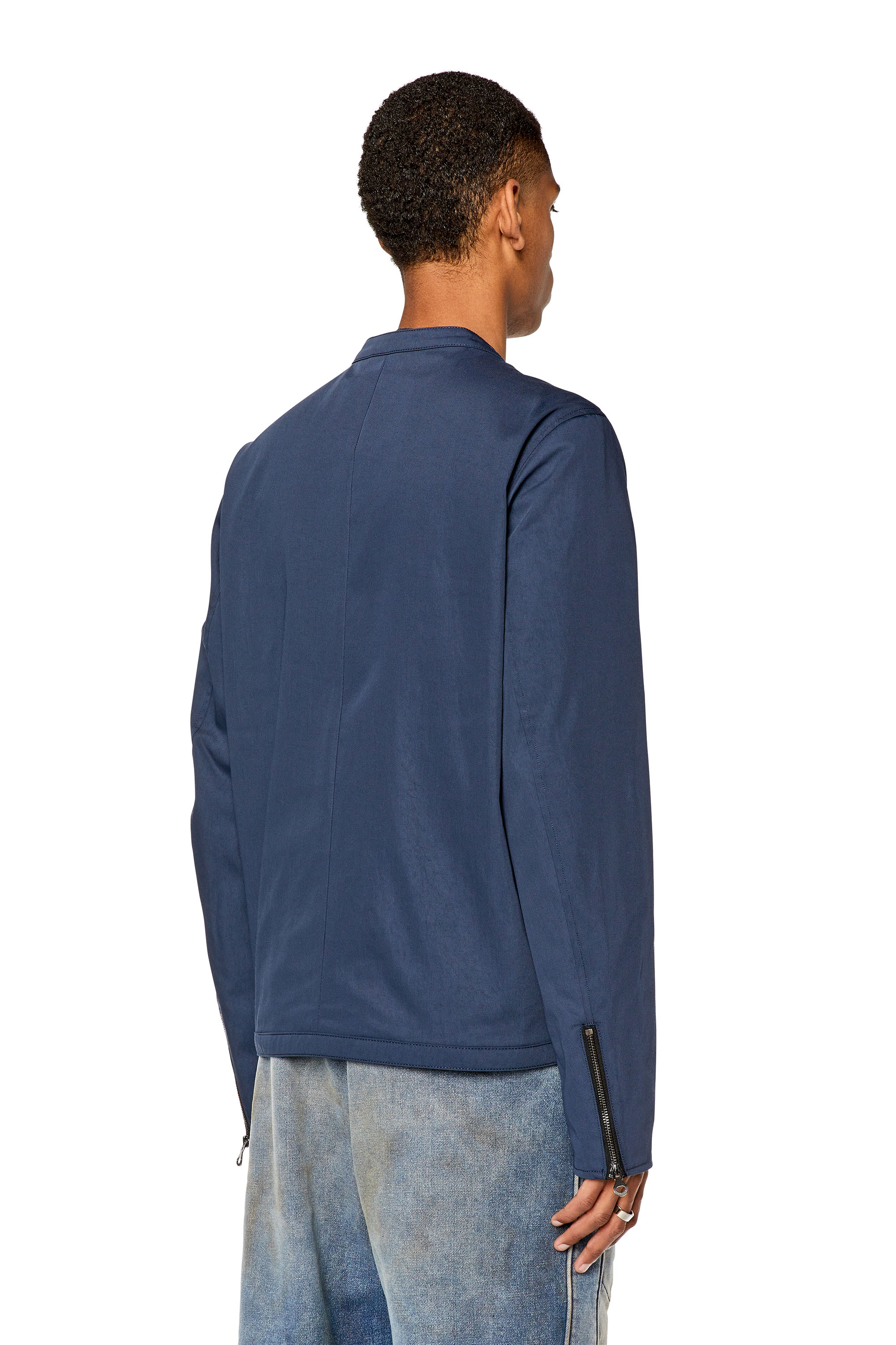 Diesel - J-GLORY-NW, Male Biker jacket in cotton-touch nylon in Blue - Image 3