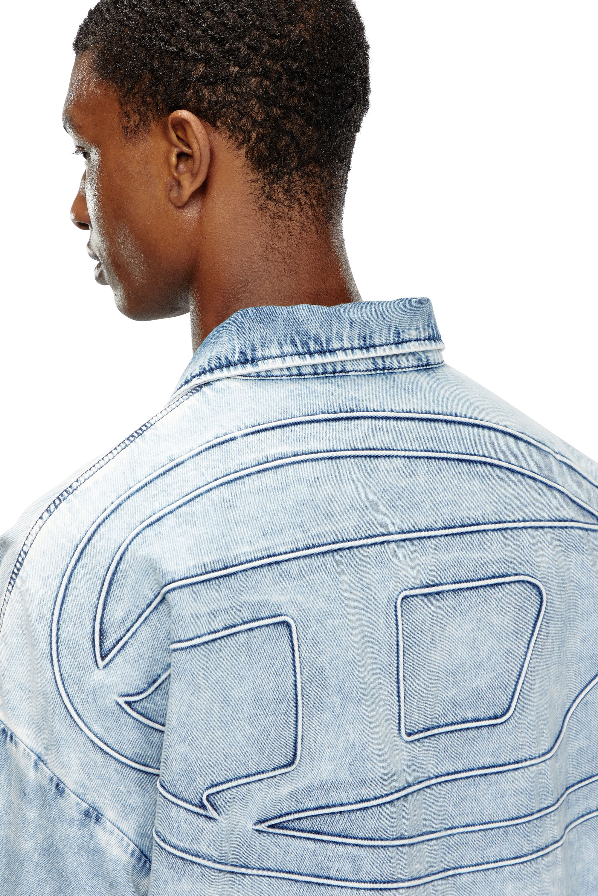 Diesel - D-KRAP-S1, Male's Denim jacket with Oval D in Light Blue - 4