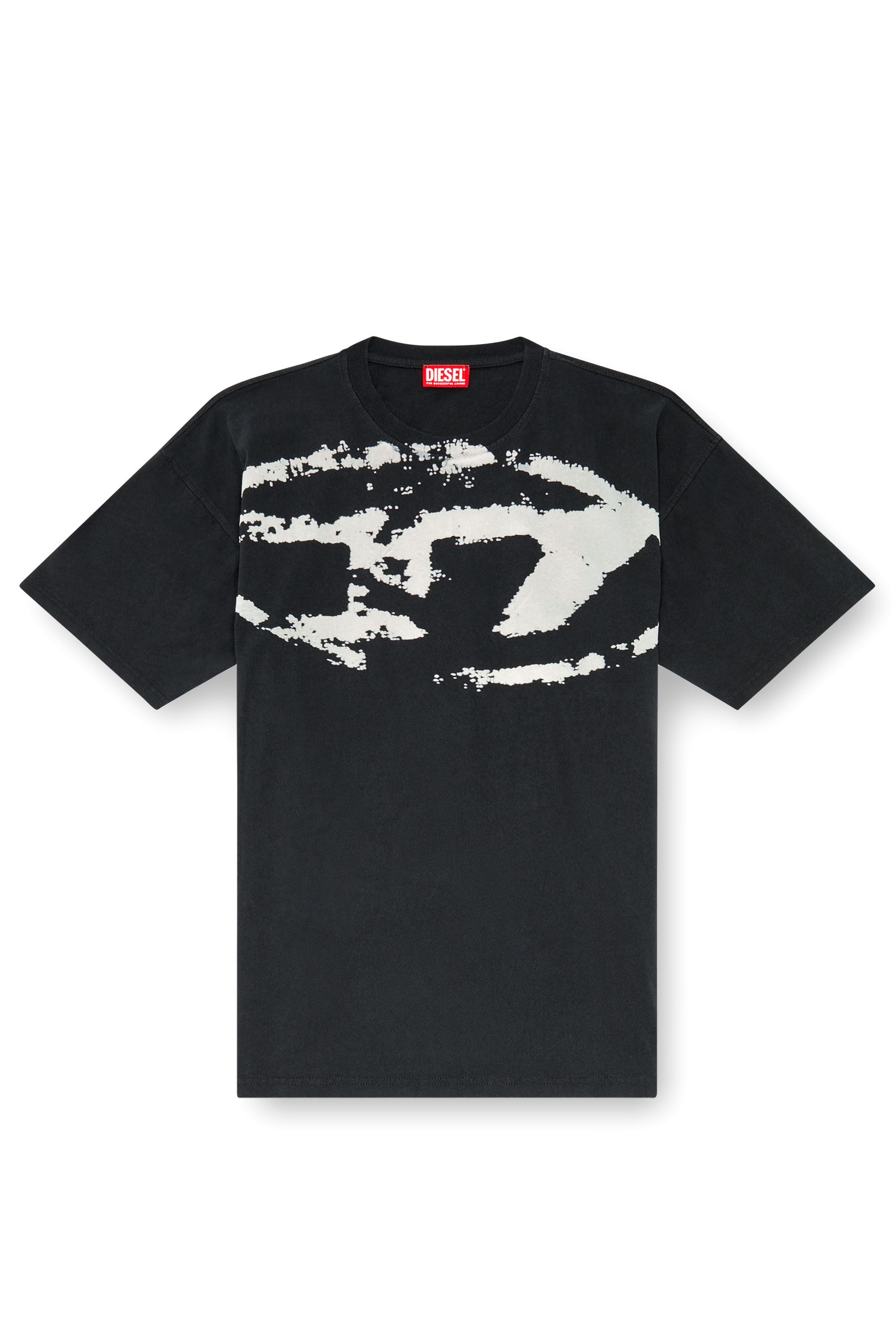 Diesel - T-BOXT-N14, Male's T-shirt with distressed flocked logo in Black - 4