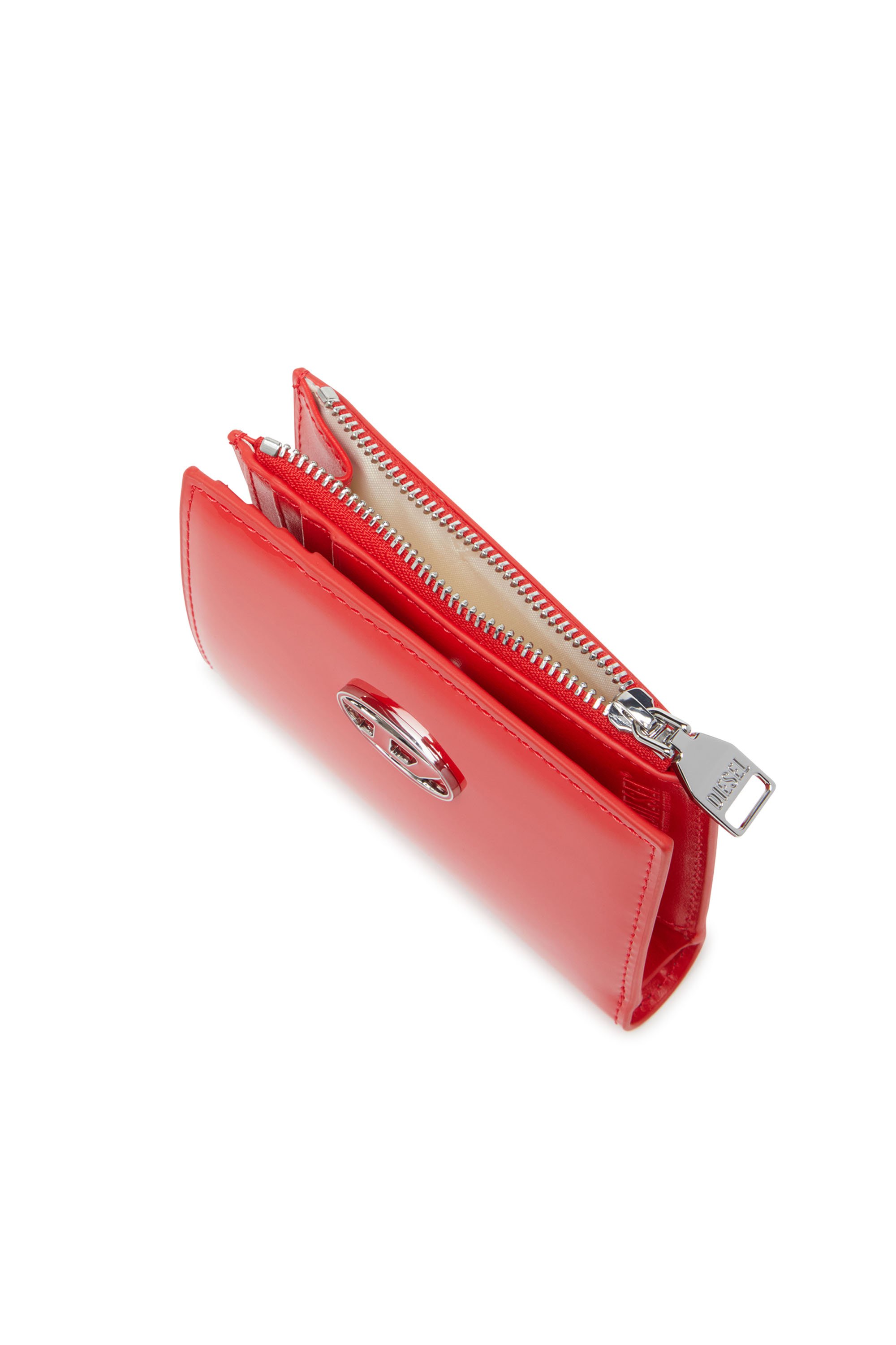 Diesel - PLAY BI-FOLD ZIP II, Female Small wallet in glossy leather in Red - Image 4