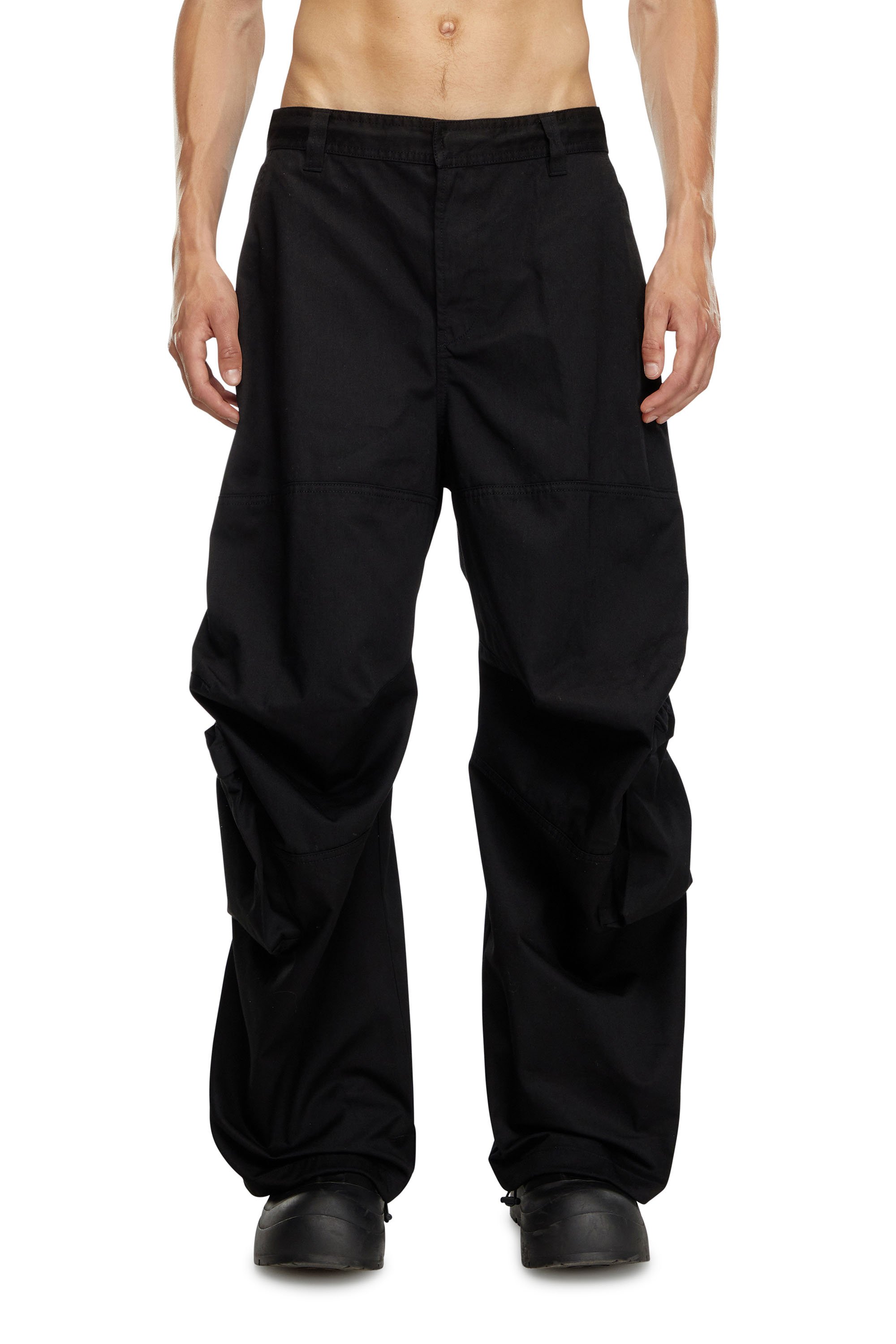 Diesel - P-ARNE-A, Male Cargo pants in technical cotton twill in Black - Image 1