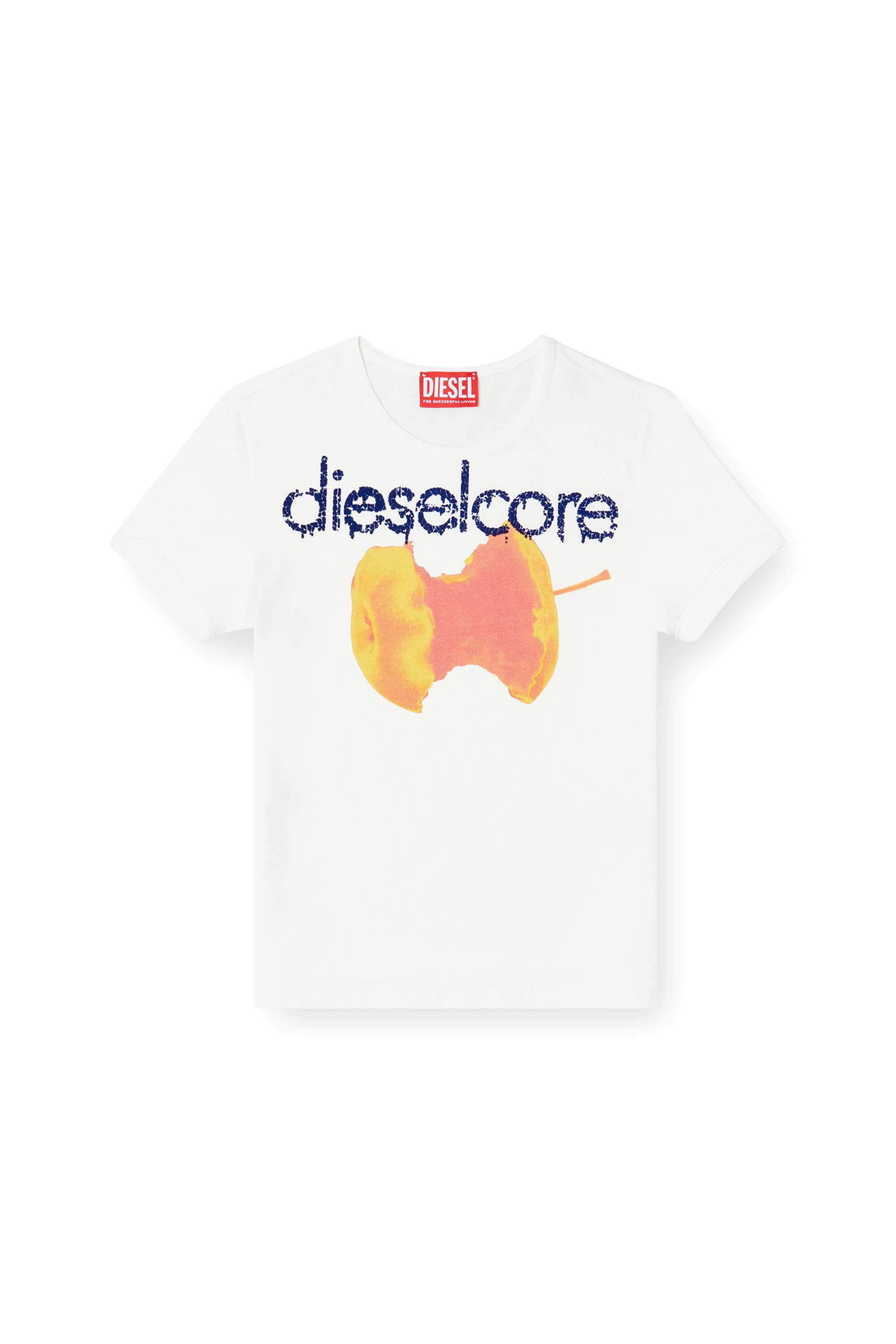 Diesel - T-UNCUTIES-SHORT-Q2, T-shirt avec logo Diesel Core Femme in Blanc - 4