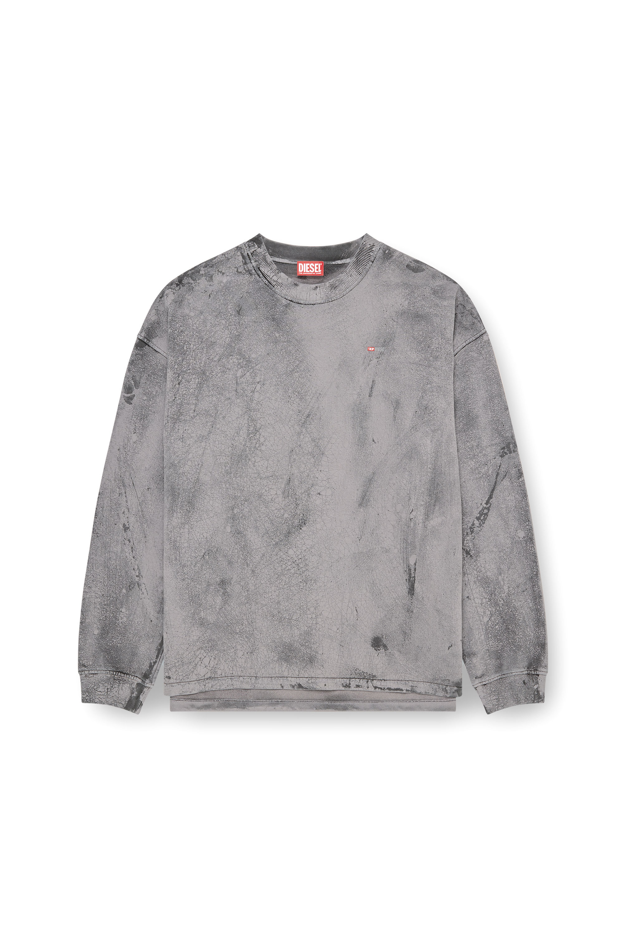 Diesel - S-BAXT-T1, Sweat-shirt effet craquelé avec micro logo Homme in Gris - 4