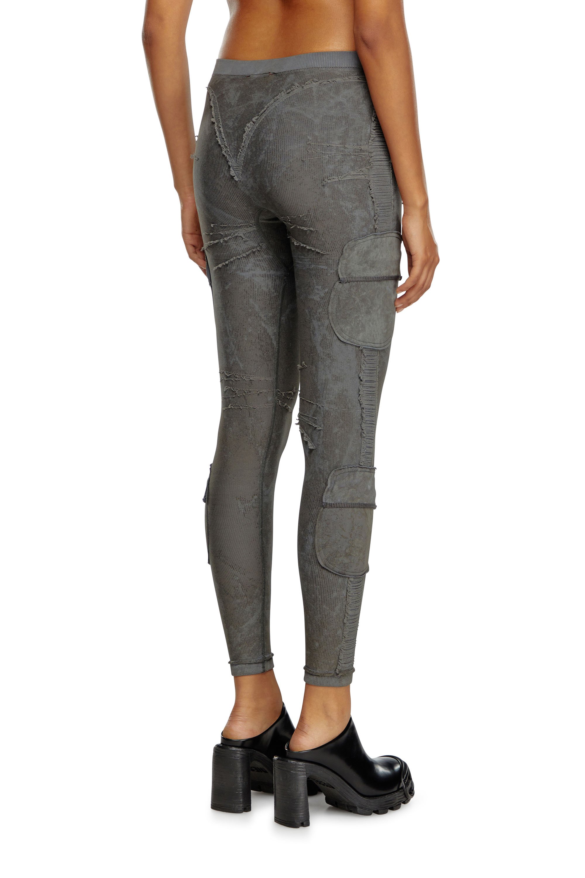 Diesel - AWSB-SEEMA-WT02, Legging côtelé avec section dénouée Femme in Gris - 3