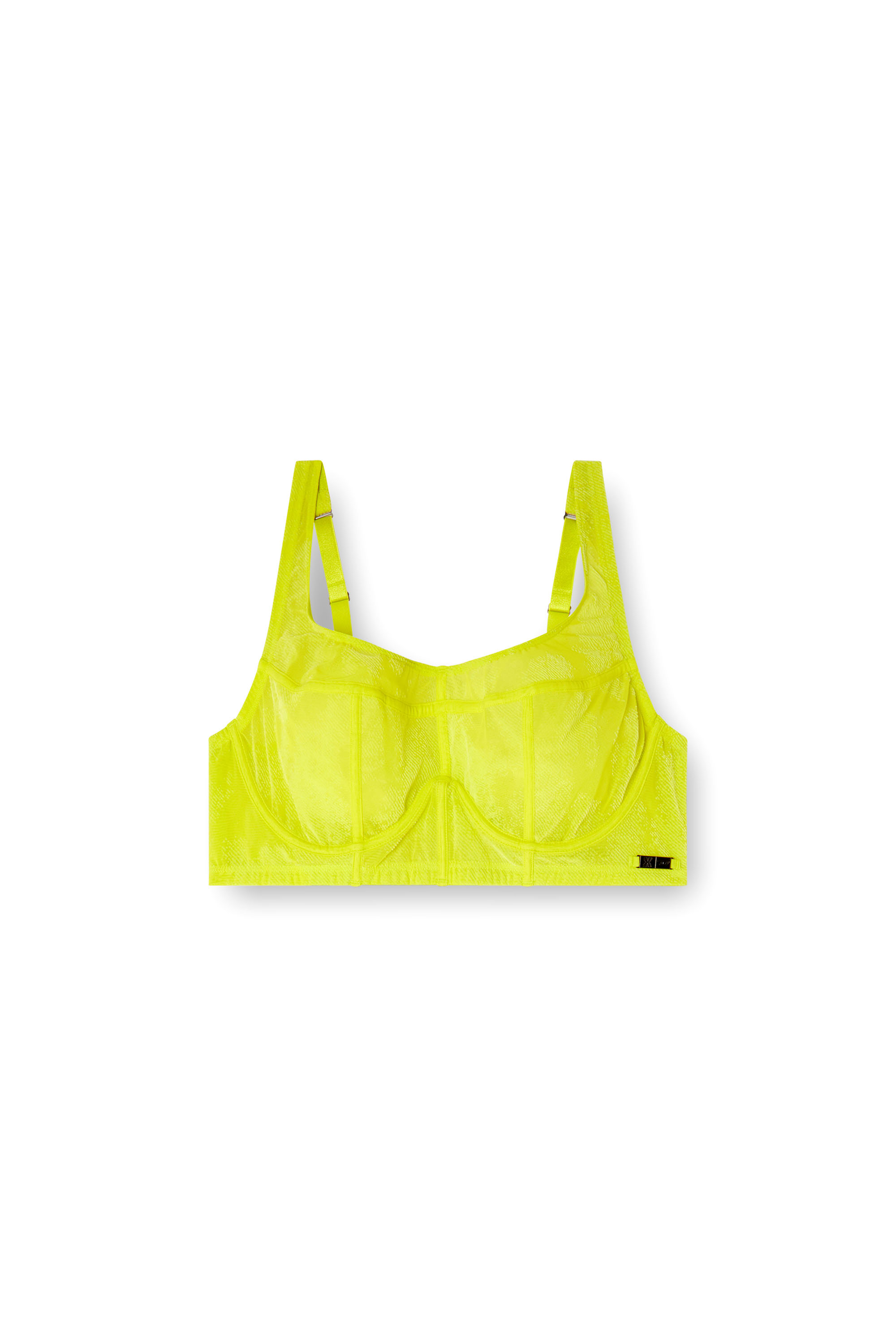 Diesel - C-LONGLINE-BRA, Female's Longline bra in flocked mesh in Green Fluo - 5