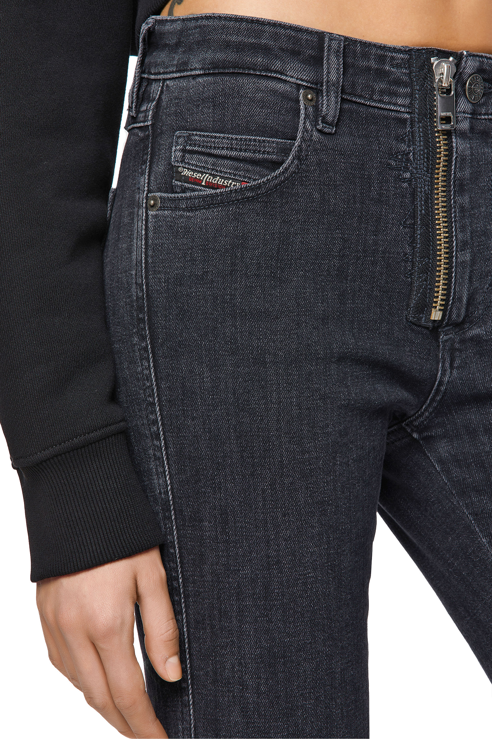 Diesel - 2015 BABHILA 09A67 Skinny Jeans, Black/Dark Grey - Image 3