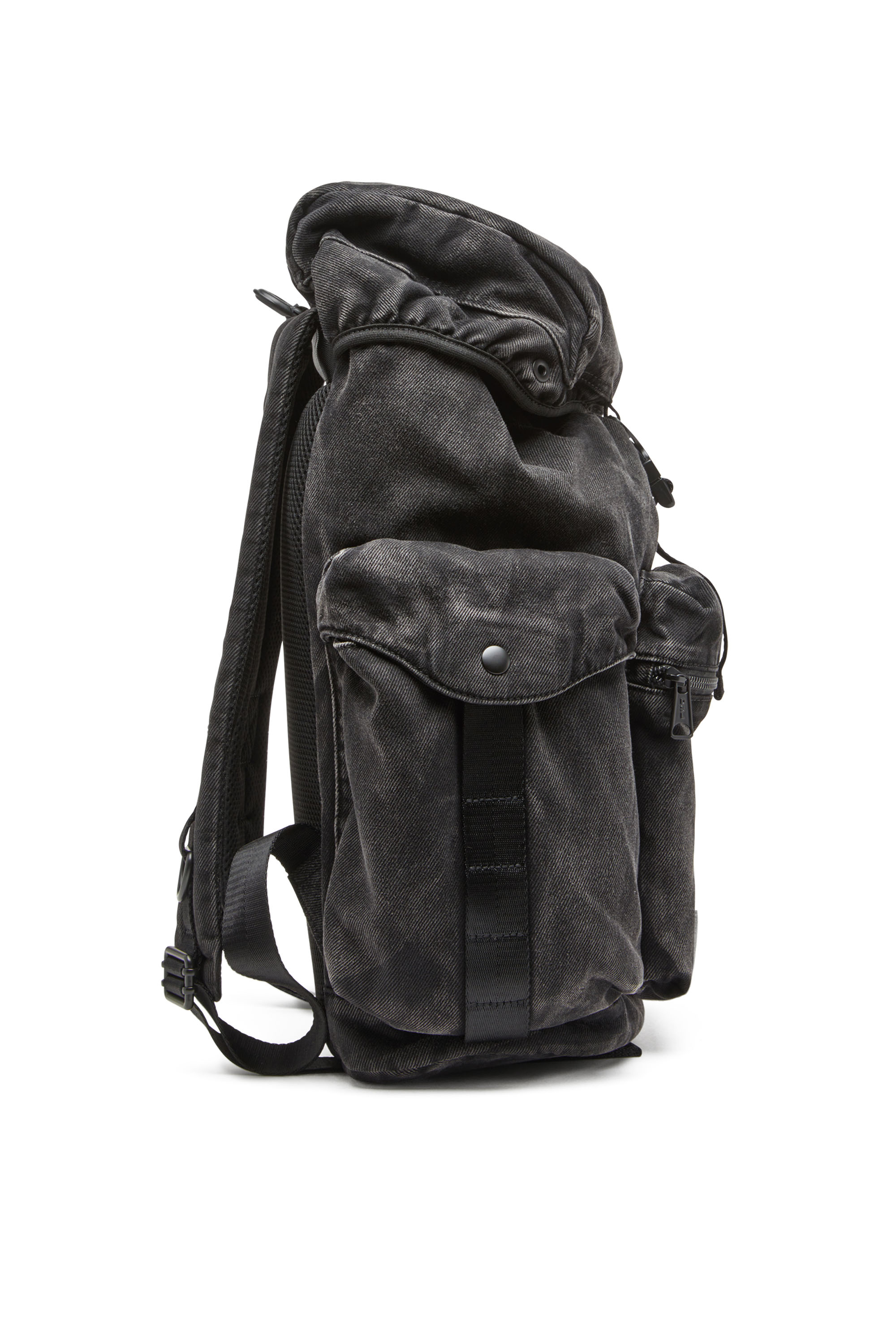 Diesel - UTLT BACKPACK, Utlt Backpack-Sac à dos Utility en denim effet nuage Homme in Noir - 3