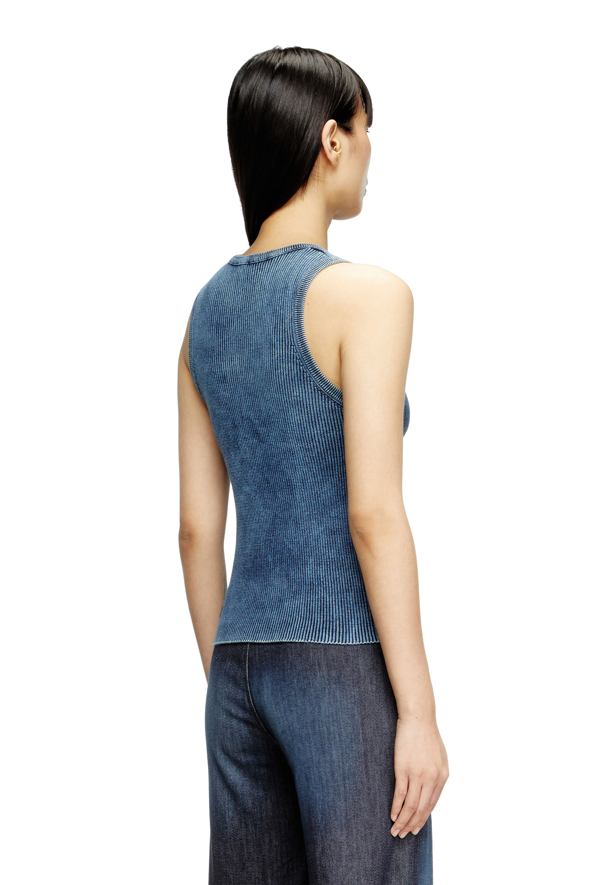 Diesel - M-ANCHOR-A-SL, Female's Rib-knit tank top with Oval D in Dark Blue - 3