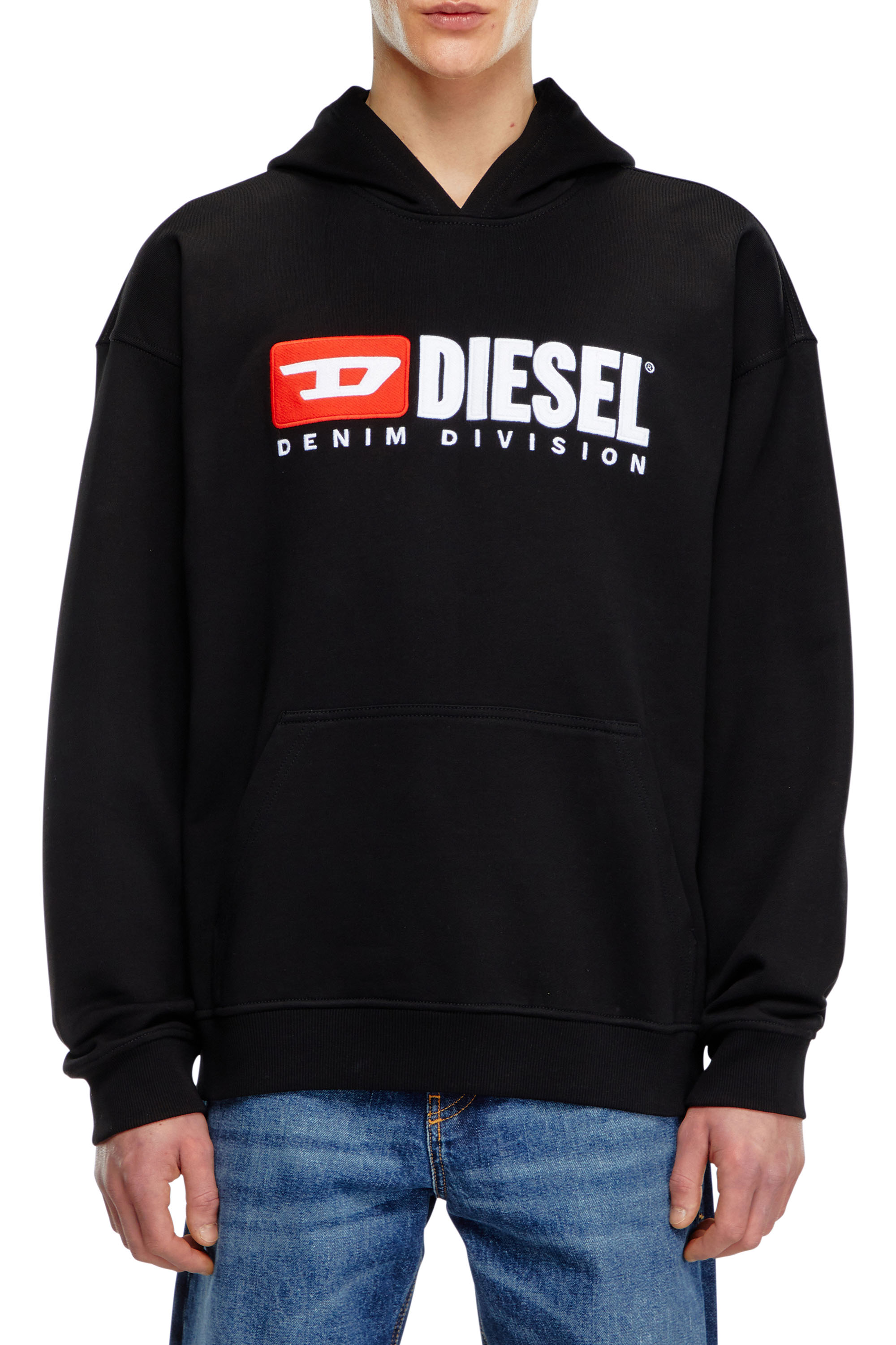 Diesel - S-BOXT-HOOD-DIV, Male's Hoodie with embroidered Diesel patches in Black - 1