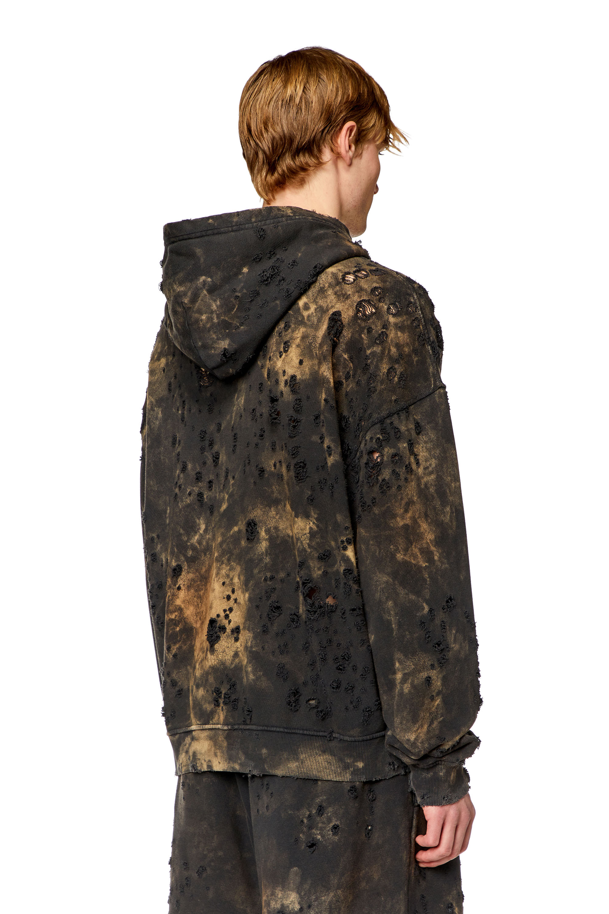 Diesel - S-BOXT-HOOD-N9, Male Destroyed hoodie with marble-effect in Multicolor - Image 3