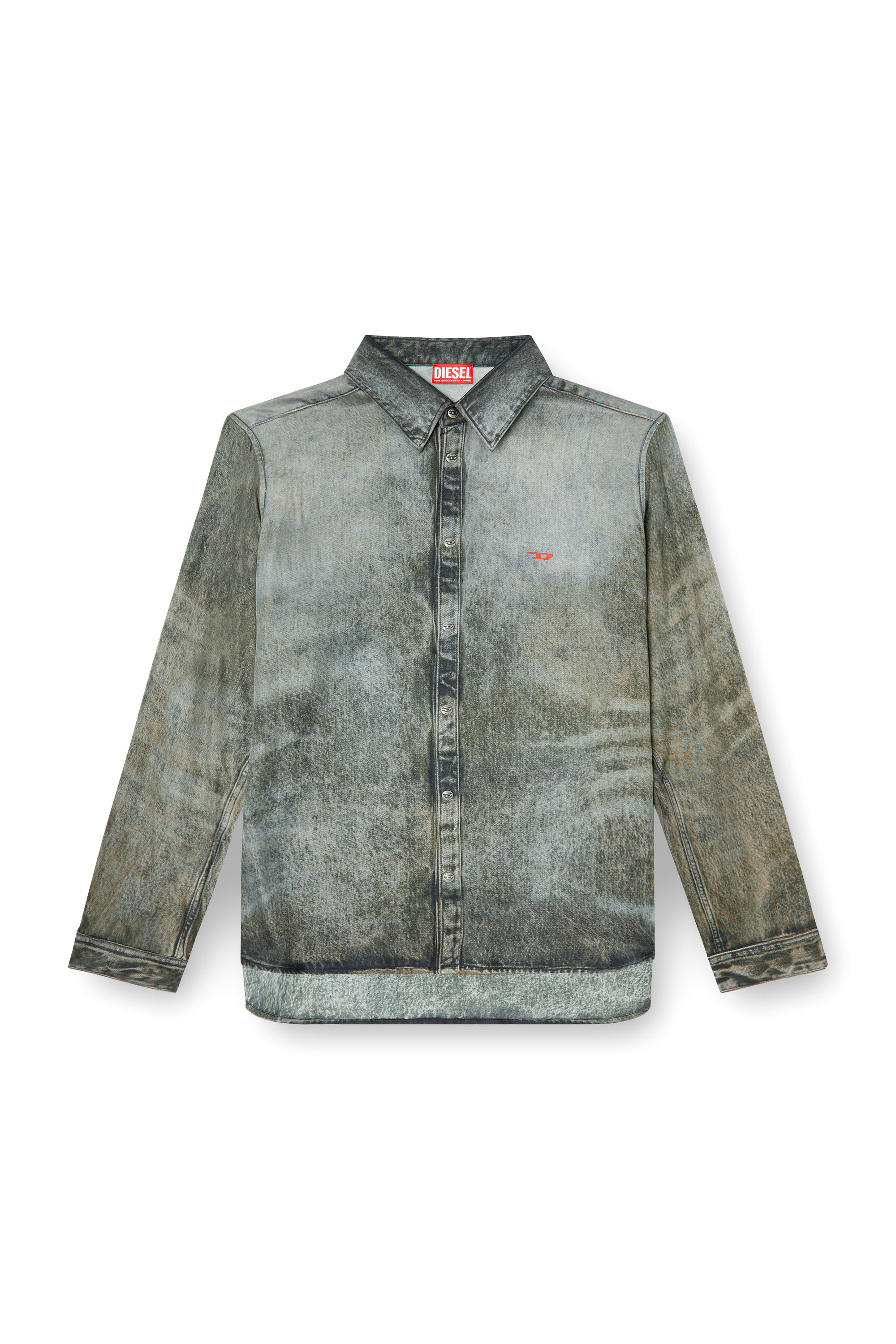 Diesel - S-SIMPLY-LKCT, Chemise en viscose effet denim Homme in Noir - 4