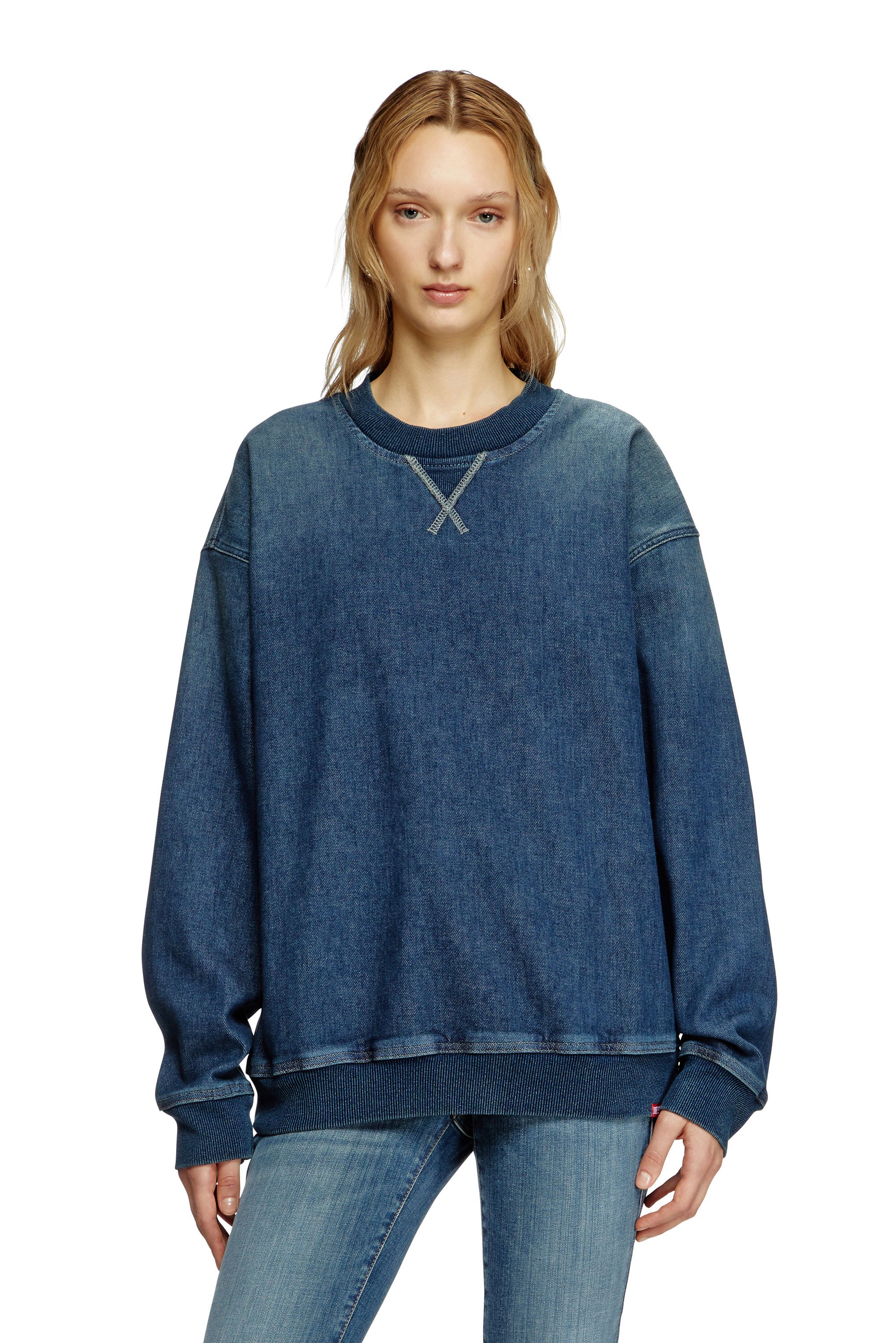 Diesel - D-KRIBY-S TRACK, Unisex's Sweatshirt in Track Denim in Blue - 4