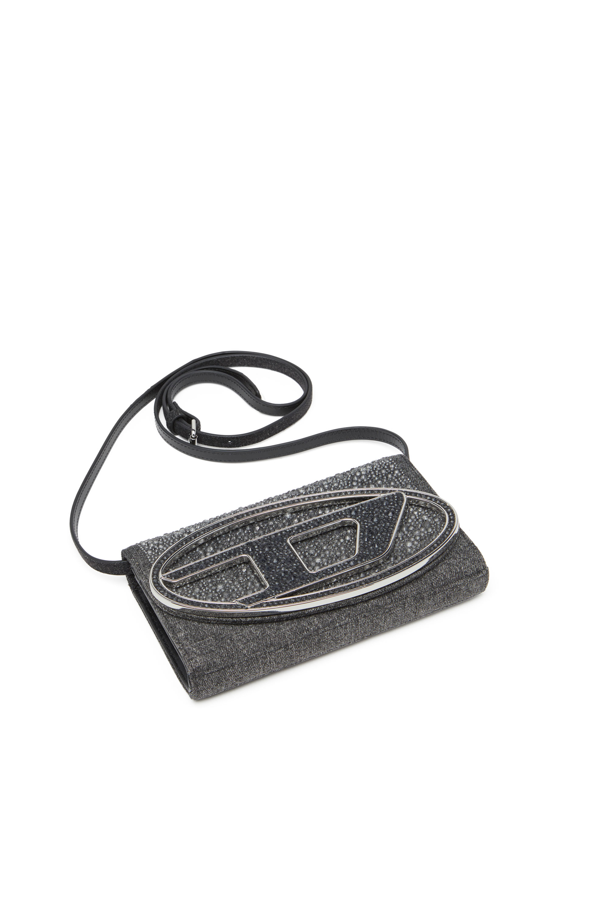 Diesel - 1DR WALLET STRAP, Female Wallet purse in crystal denim in Black - Image 5