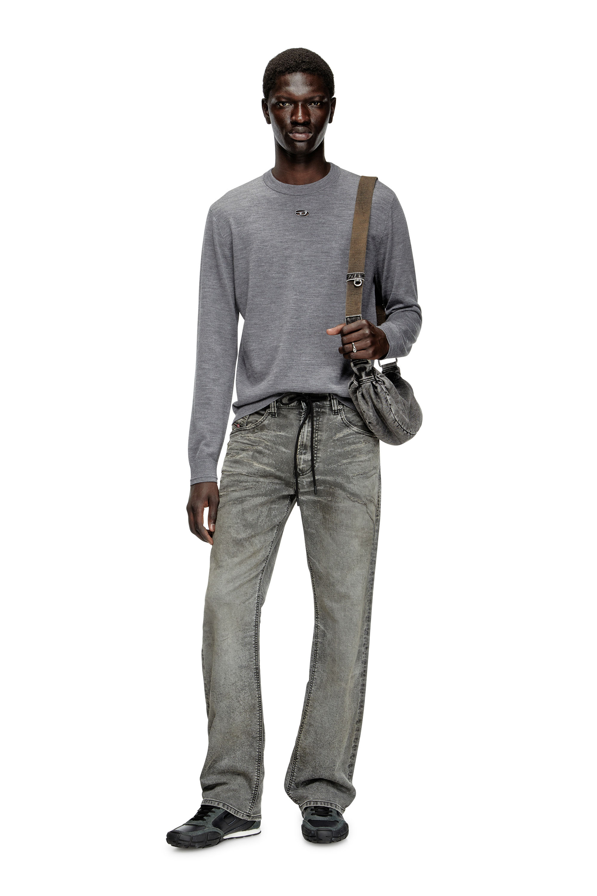 Diesel - K-VALIAM, Pull en laine avec logo cut-out Homme in Gris - 2