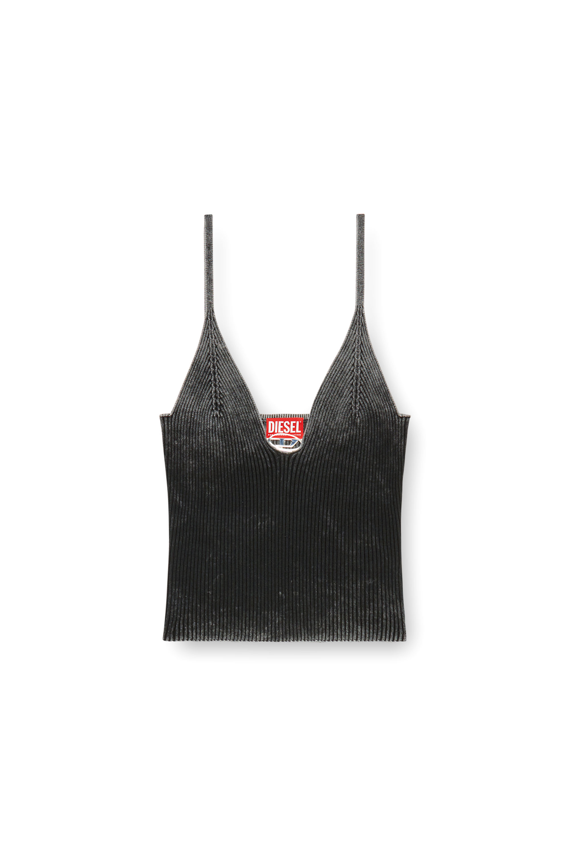 Diesel - M-LAILA, Camisole en maille côtelée délavée Femme in Noir - 5