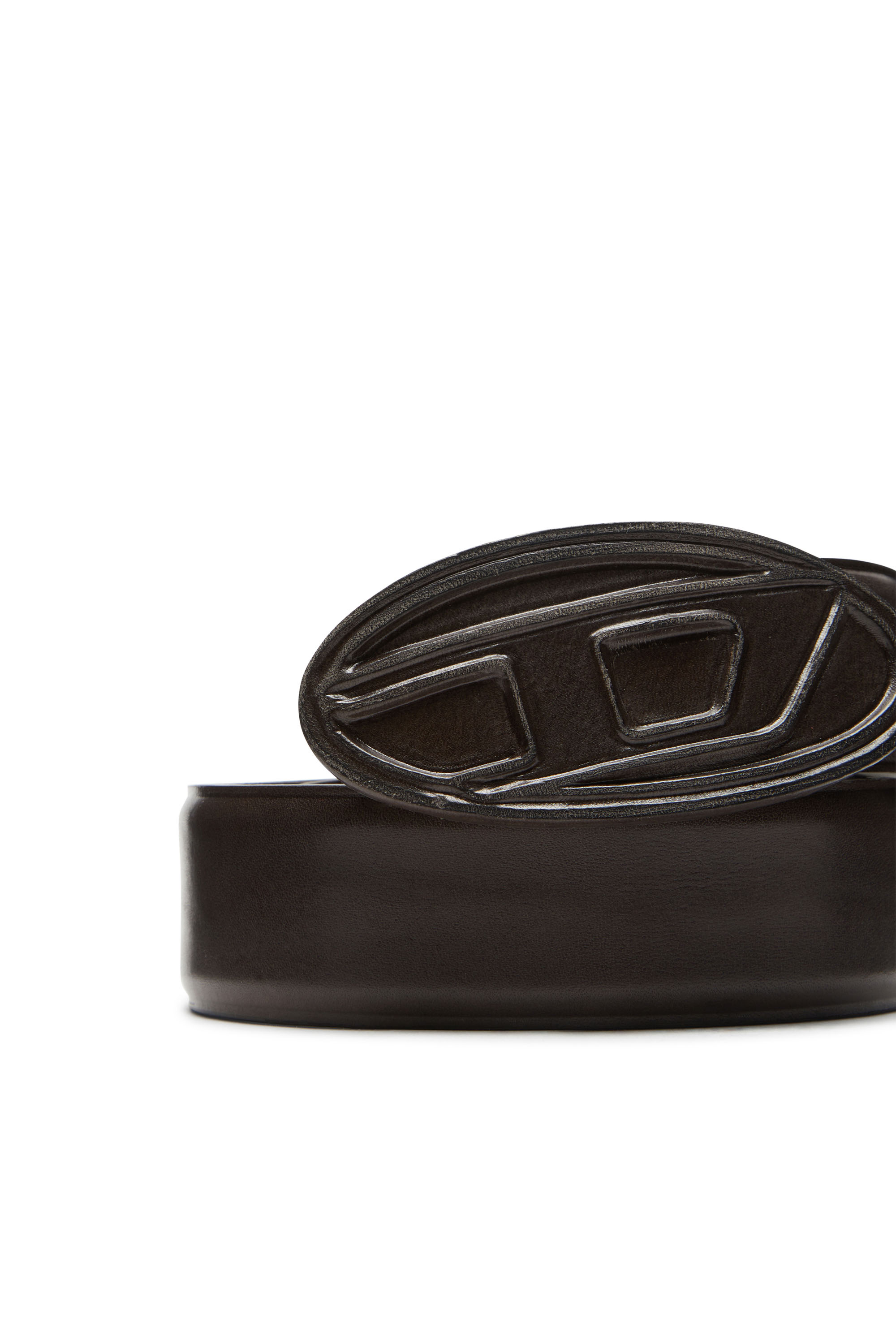 Diesel - B-1DR SCRATCH, Male Leather belt with leather-covered buckle in Brown - Image 3