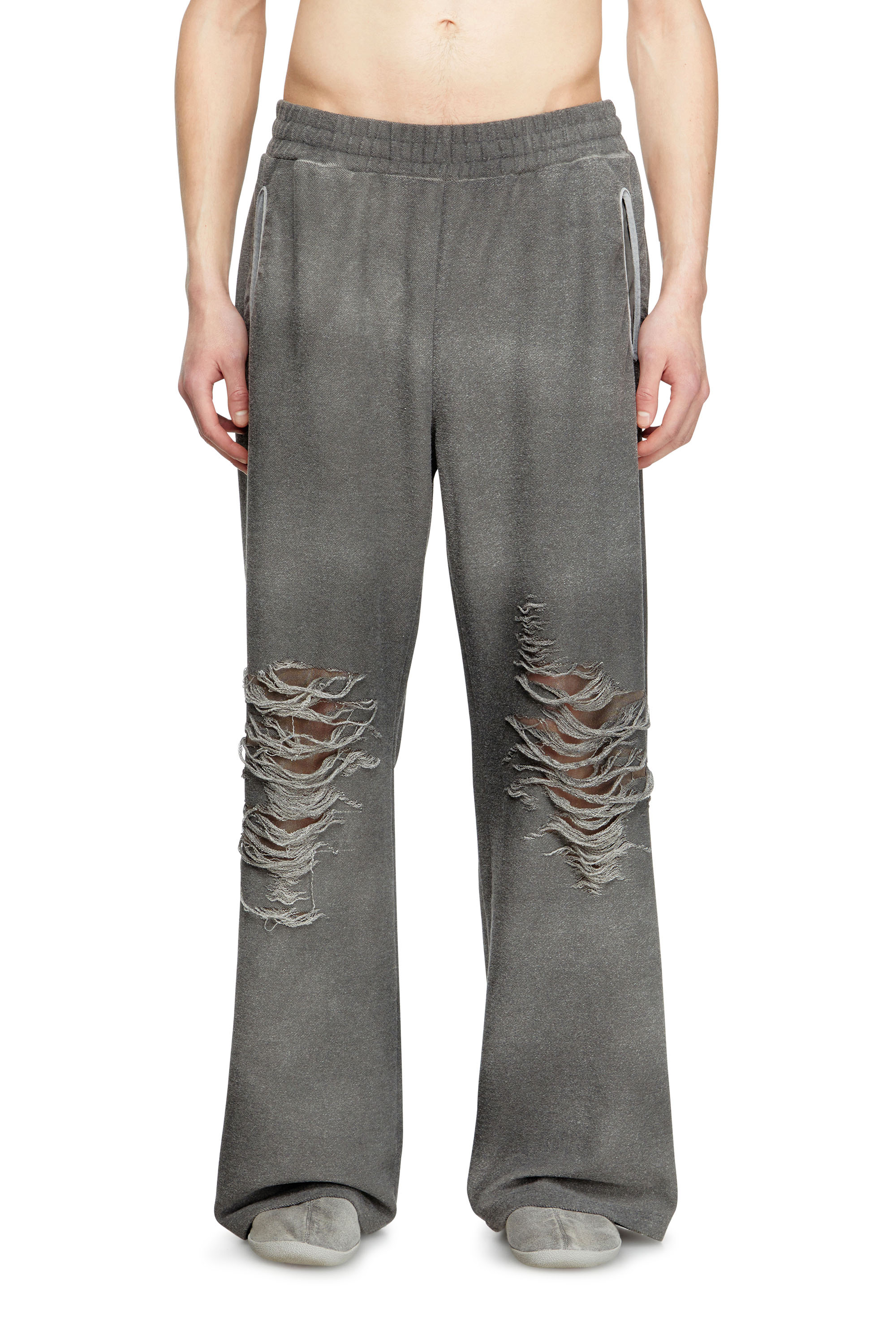 Diesel - P-PERCY, Male's Track pants with distressed front in Grey - 1