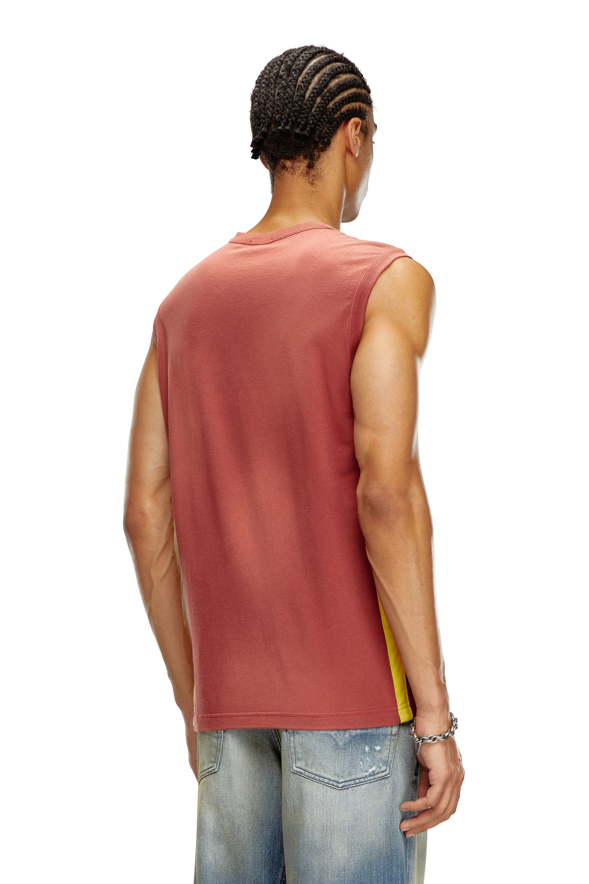 Diesel - T-BISCO-STRIPE, Débardeur délavé par le soleil avec bandes latérales Homme in Rouge - 3