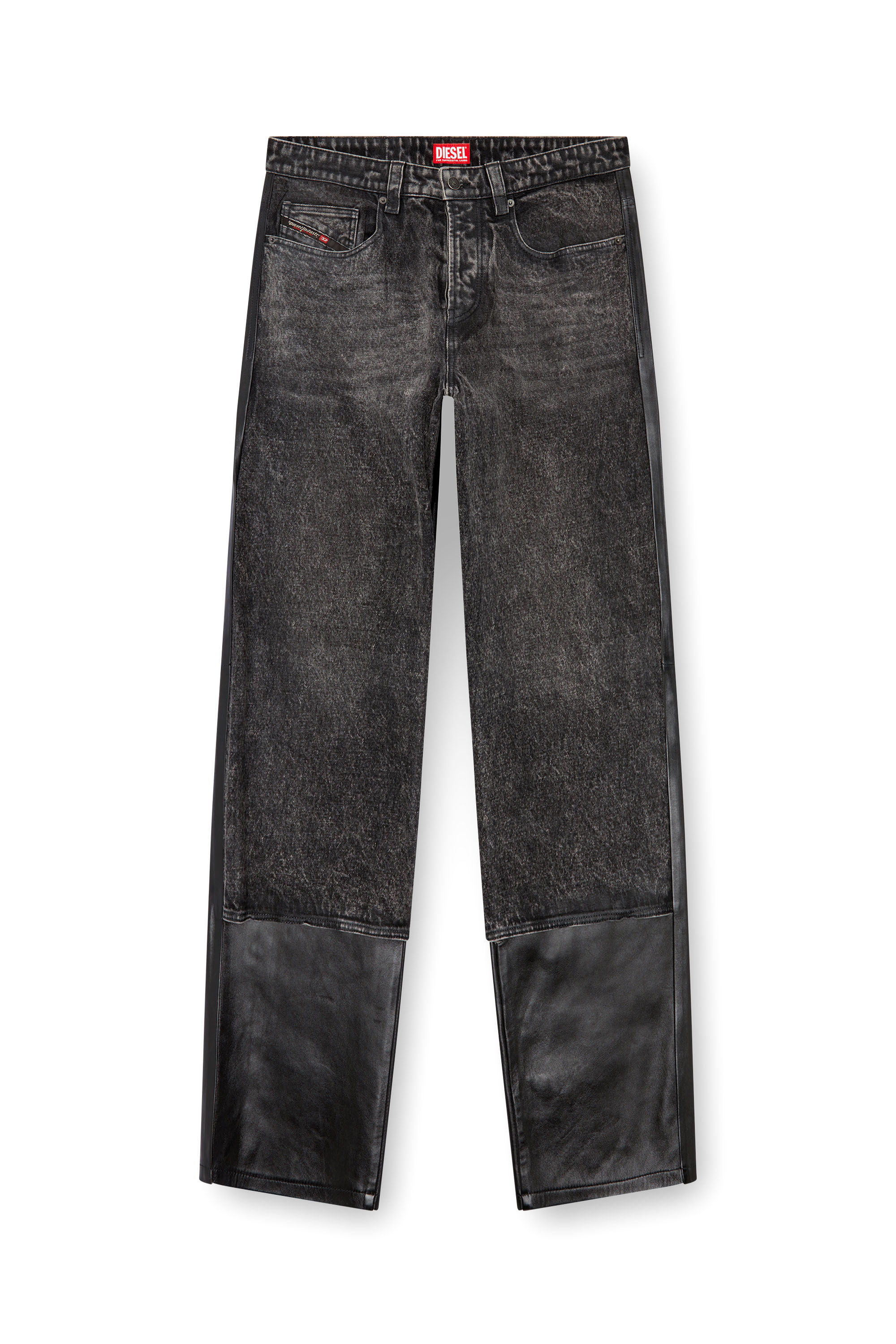 Diesel - P-BRETCH, Male's Leather and denim pants in Black - 5