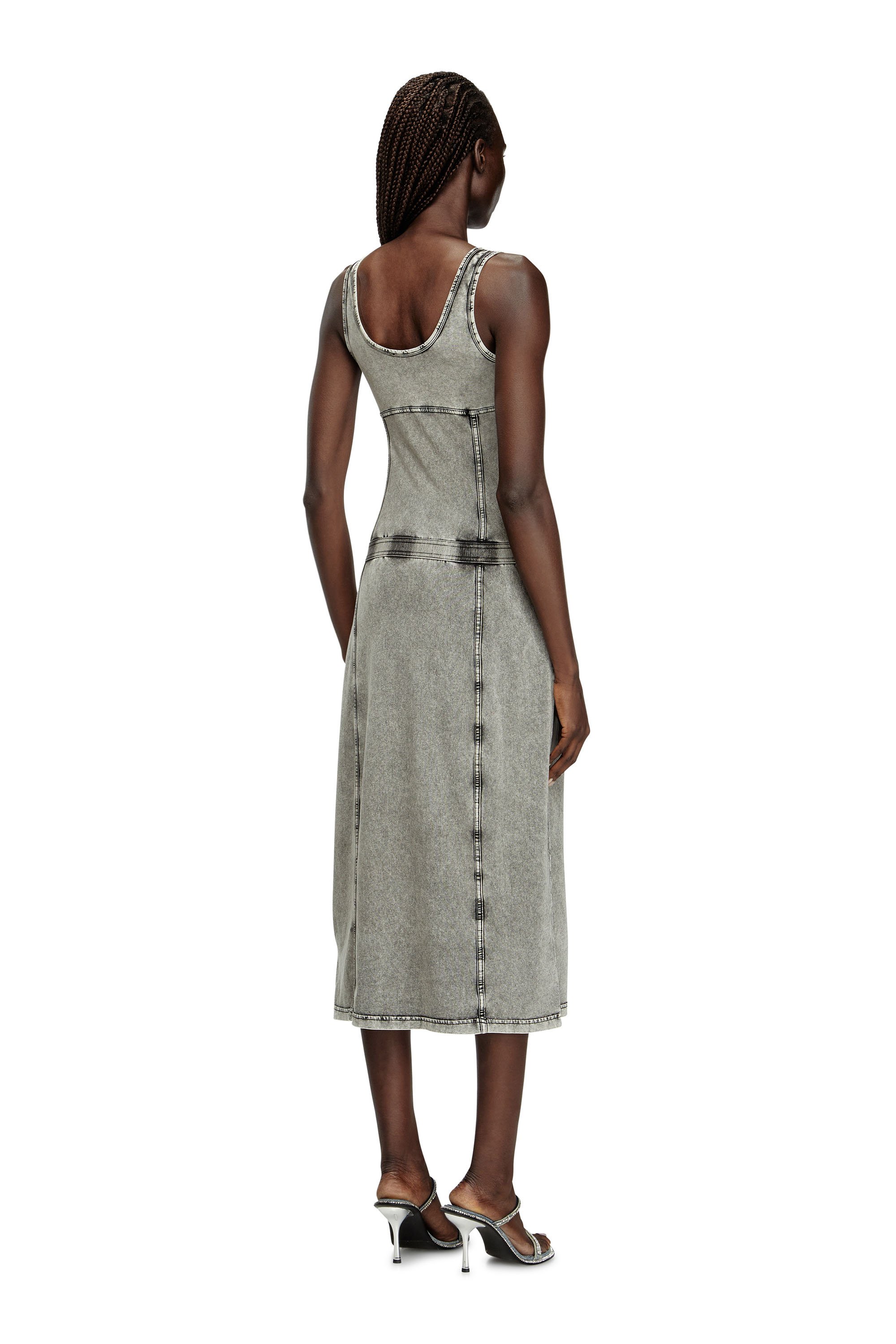 Diesel - D-INNY, Female's Sleeveless midi dress with denim effect in Grey - 3