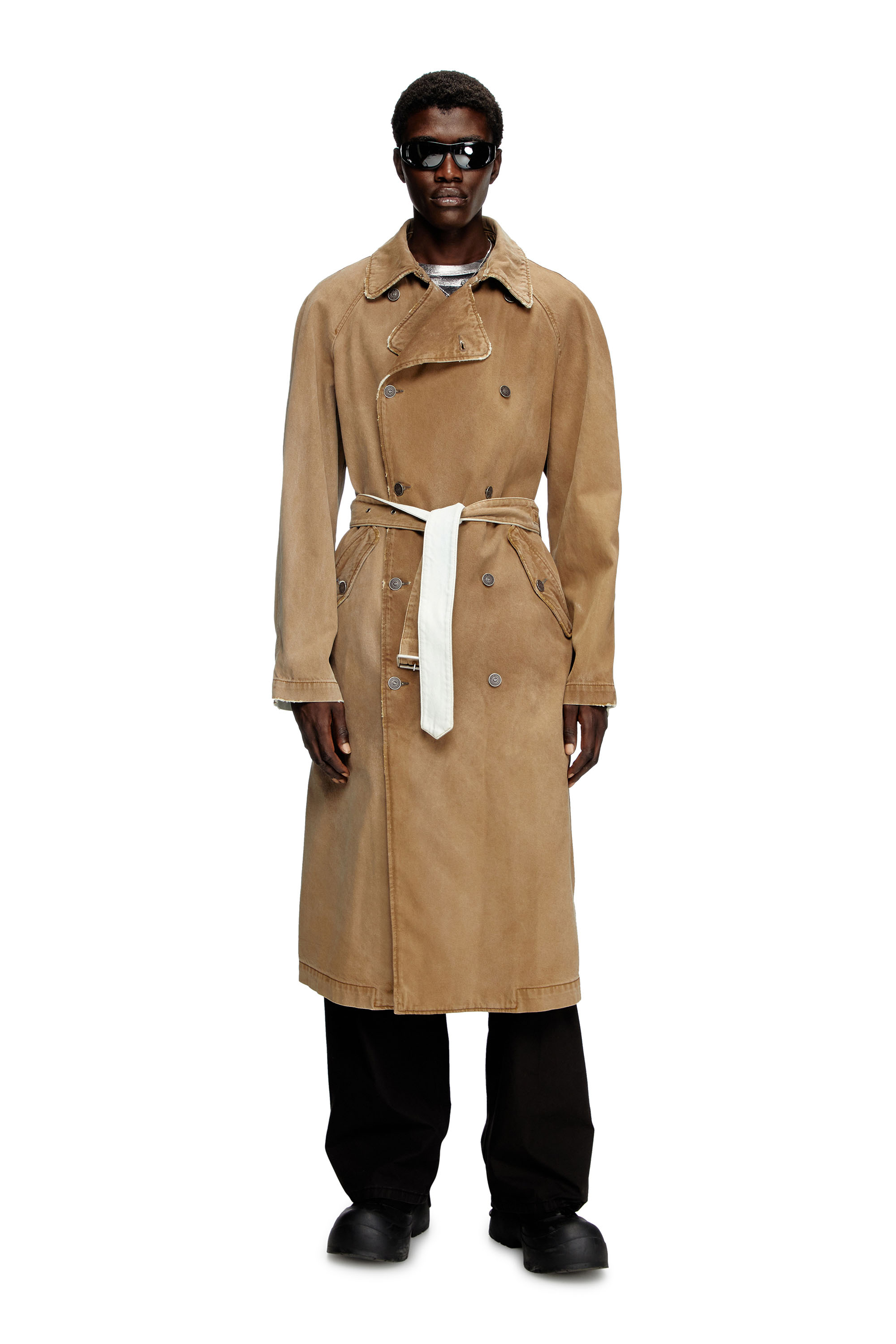 Diesel - D-DELIRIOUS-D, Trench-coat en denim effet sali Mixte in Marron - 5