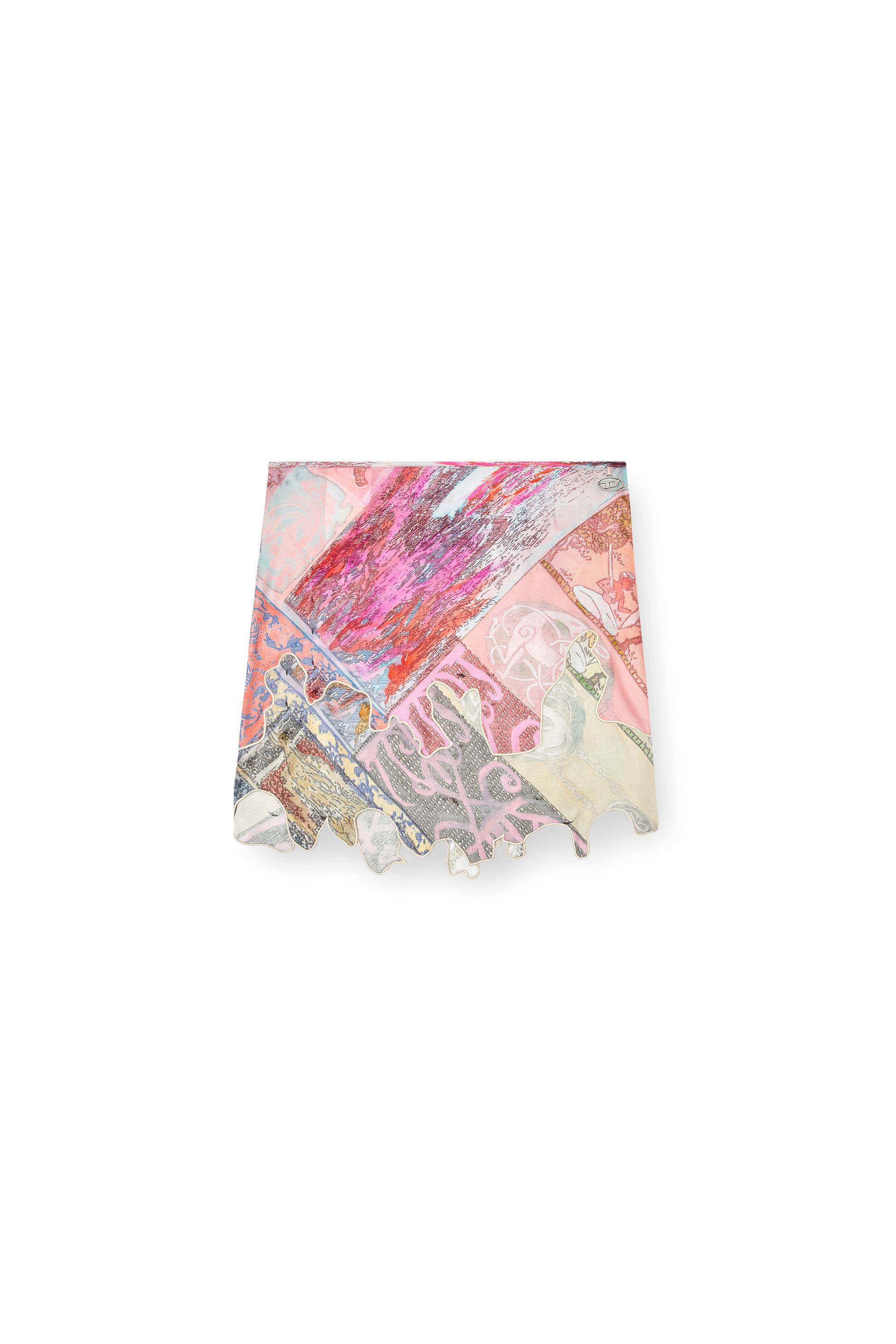 Diesel - O-DARE, Female's Viscose mini skirt with Heraldic print in Pink - 3