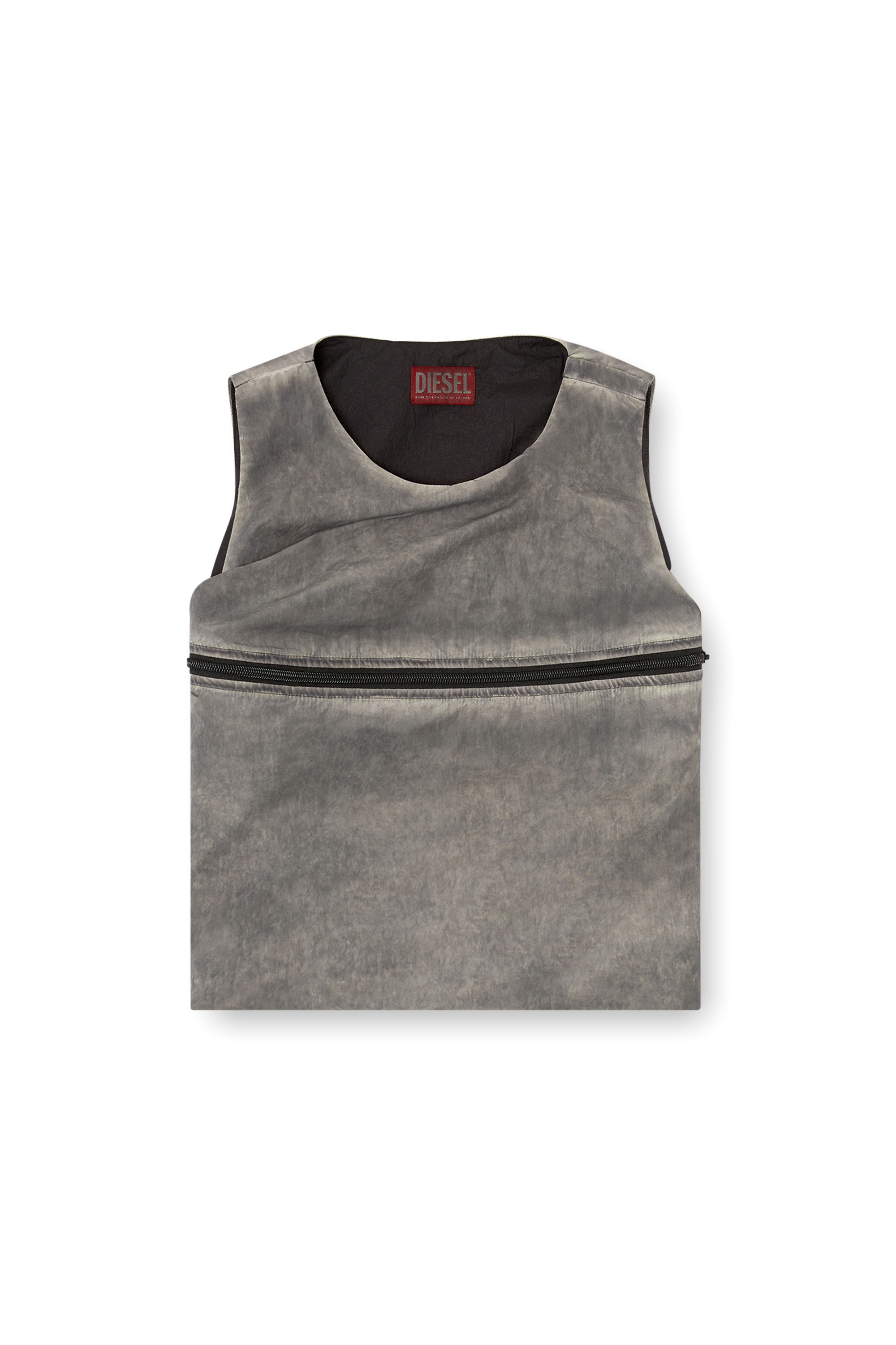 Diesel - T-ORIGIN, Top bubble avec poche utility Femme in Gris - 4