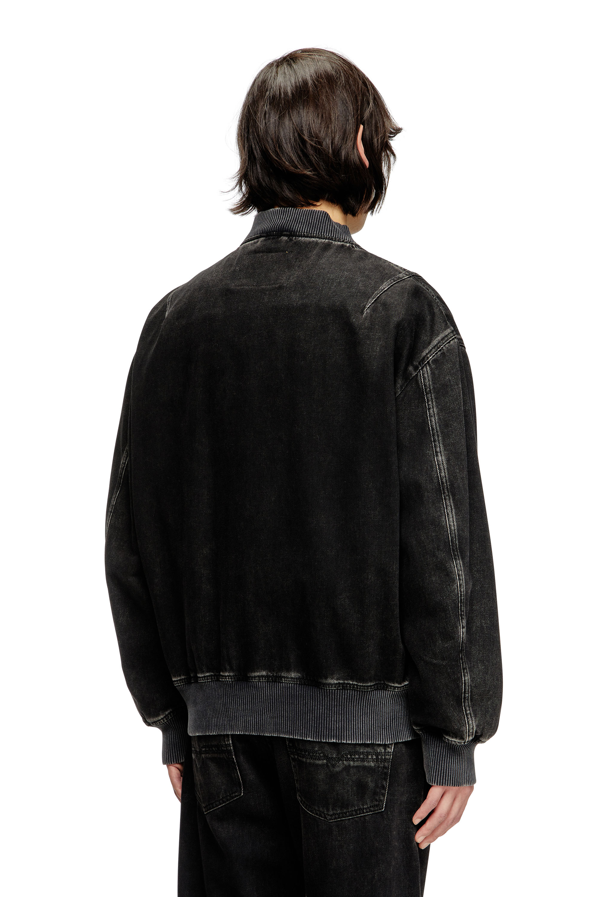 Diesel - D-VINZ, Veste bomber en denim délavé Homme in Noir - 3