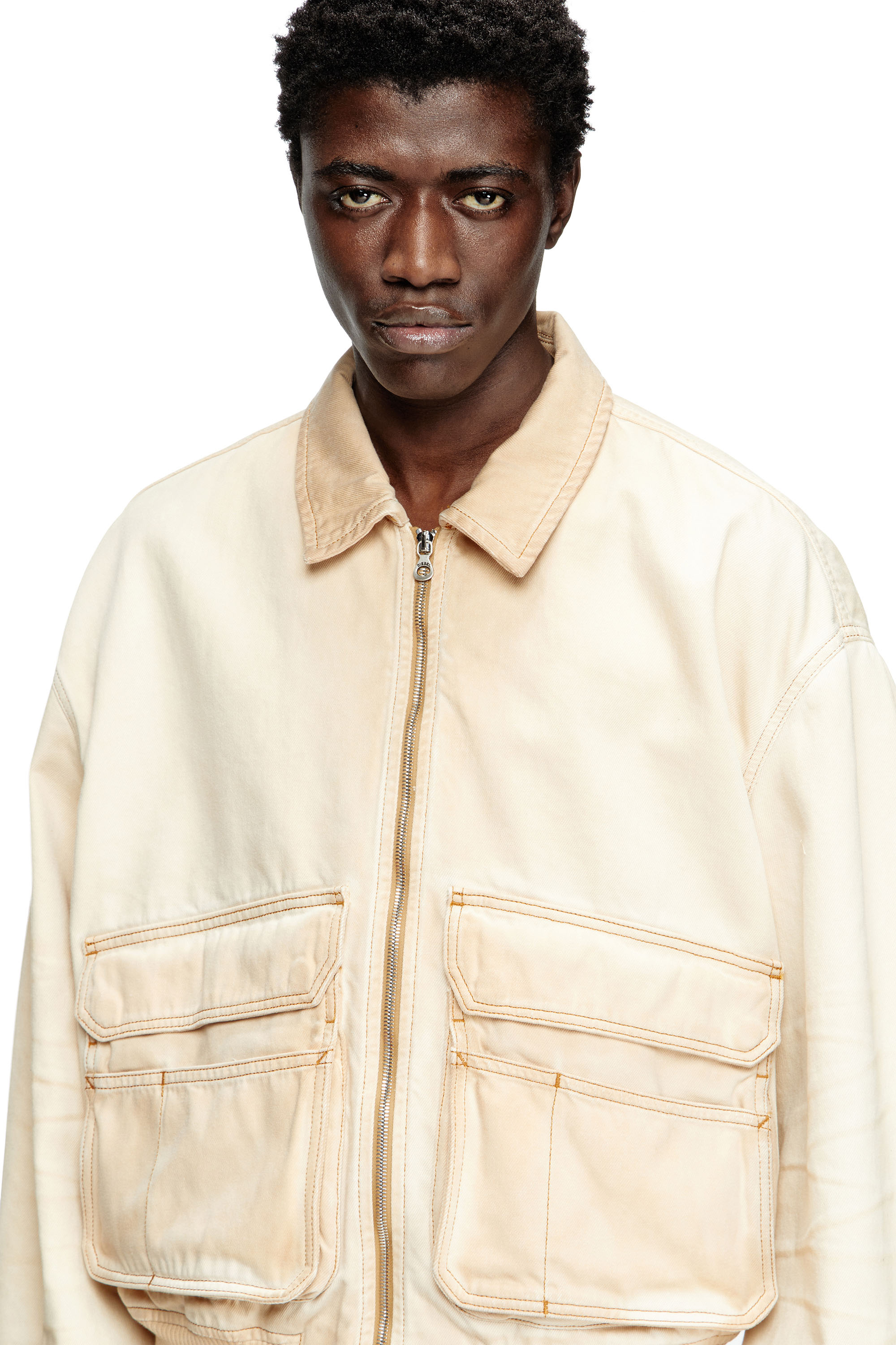 Diesel - D-KURZ, Veste en denim tissé batavia Mixte in Beige - 4