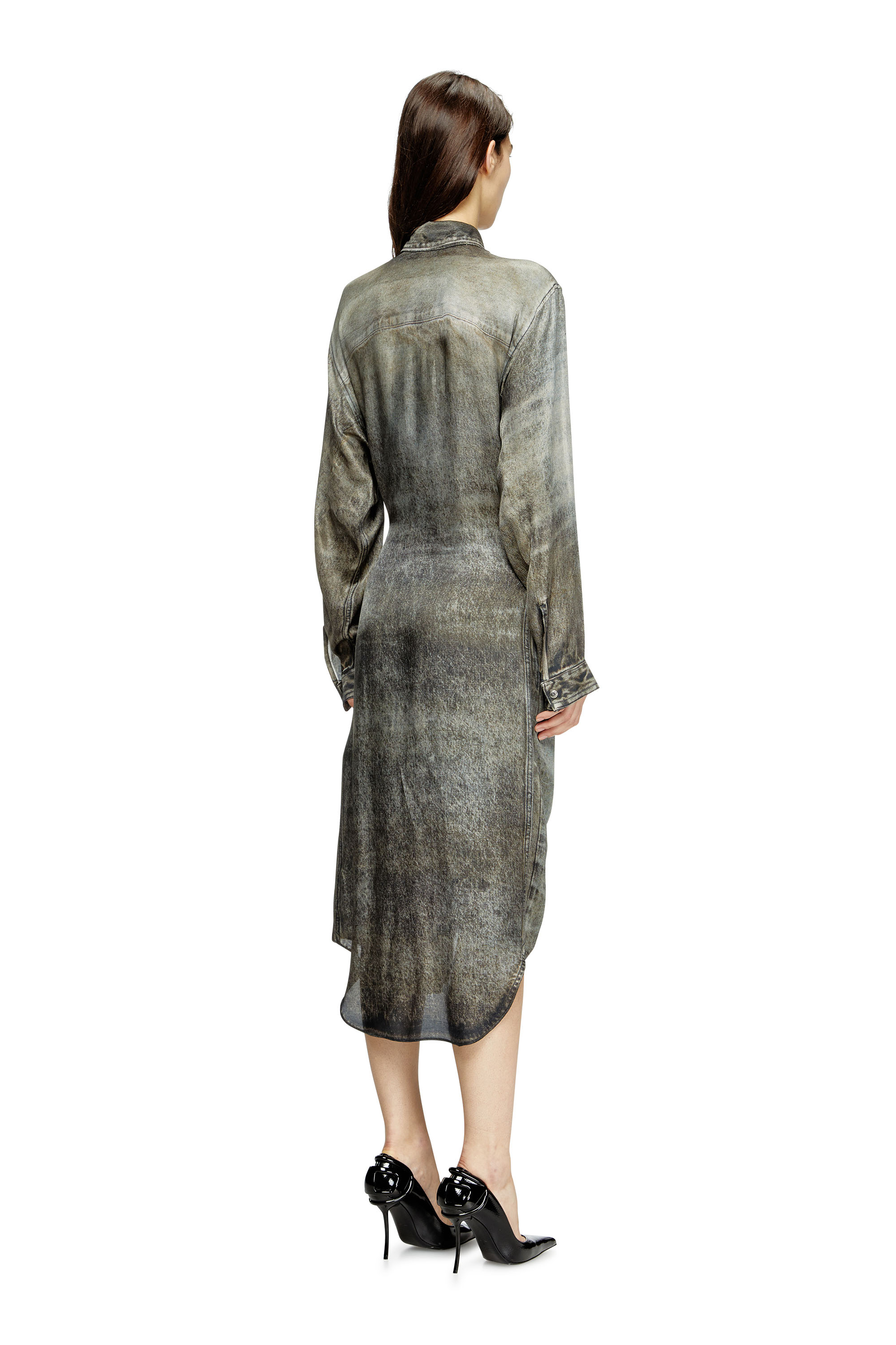 Diesel - D-ILETTA, Female's Wrap dress in denim-look viscose in Dark Grey - 4