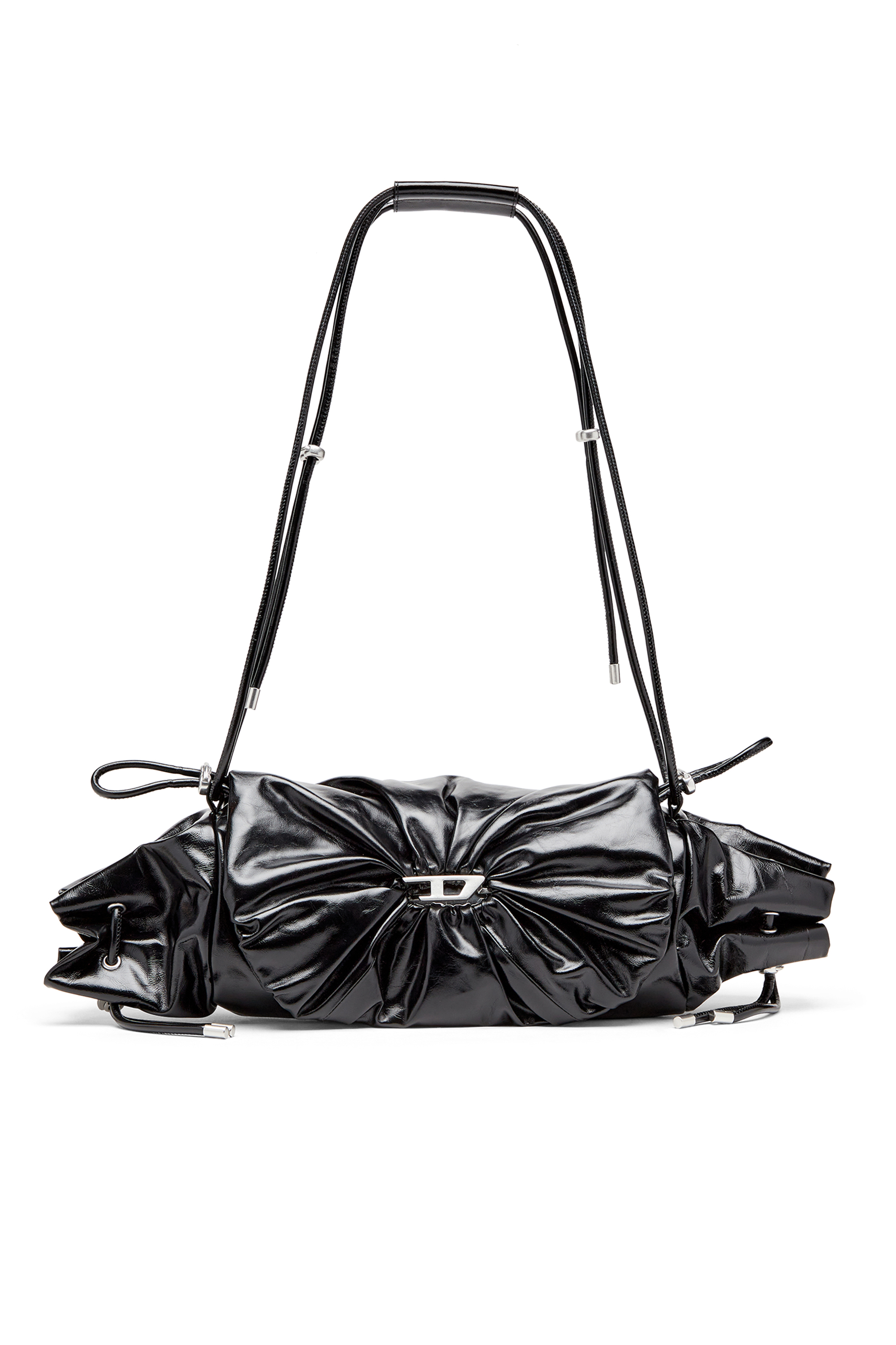 Diesel - SCRUNCH-D SHOULDER M, Female's Scrunch-D M-Shoulder bag in shiny leather in Black - 1