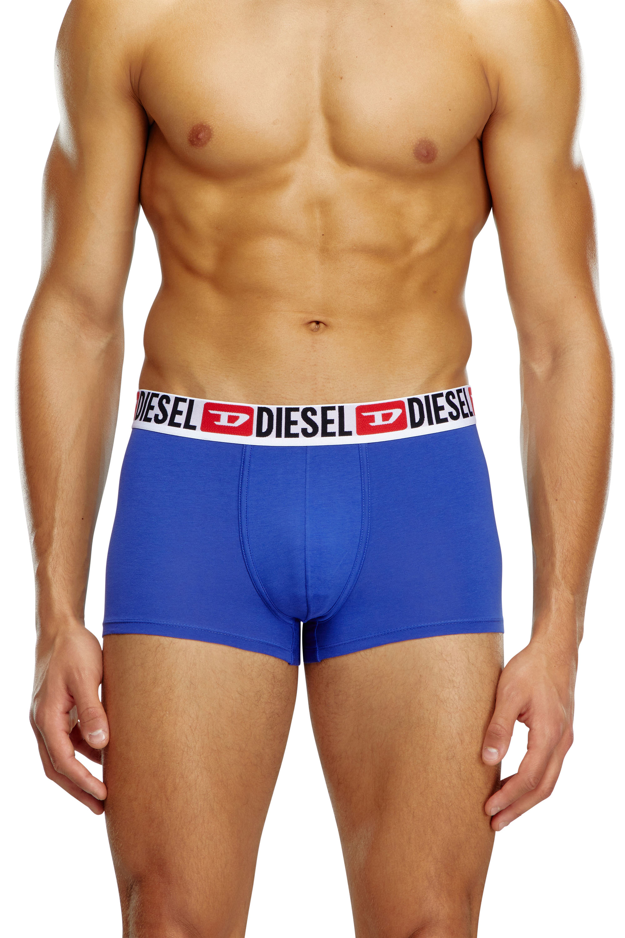 Diesel - UMBX-DAMIENTHREEPACK, Male's Three-pack of all-over logo waist boxers in Blue/Grey - 2