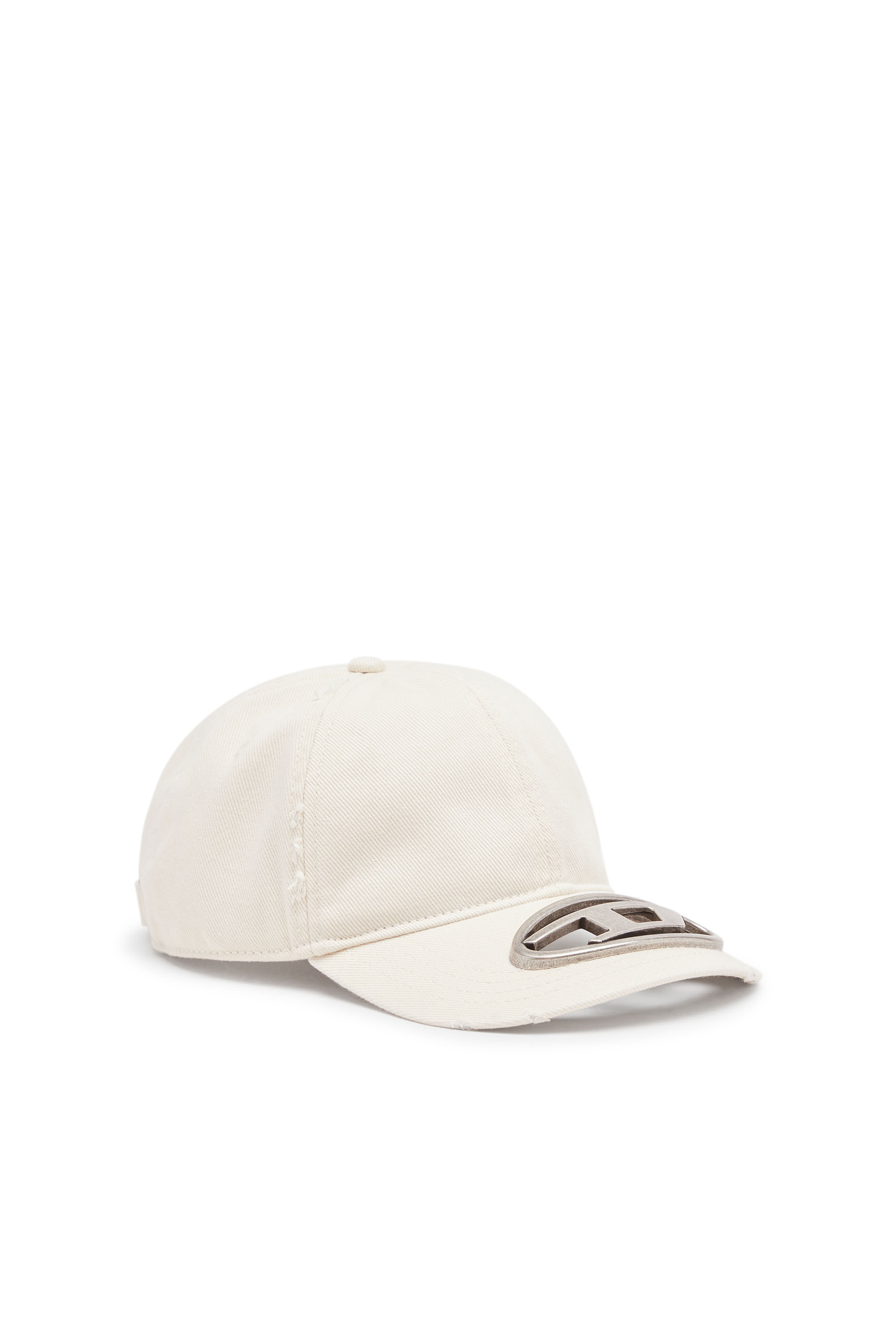 Diesel - C-BEAST-A1, Casquette baseball avec plaque Oval D en métal Homme in Blanc - 1