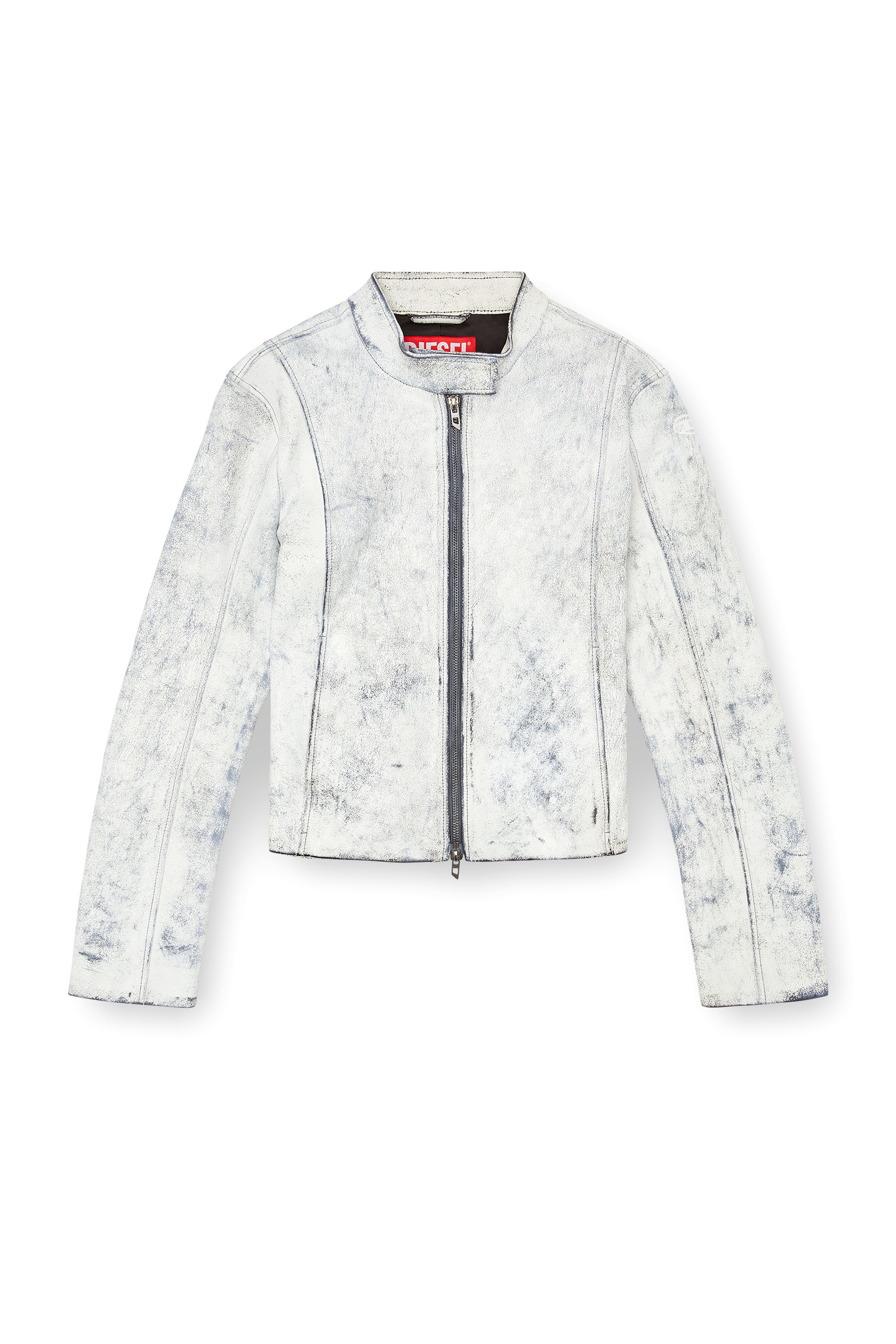 Diesel - L-YRIC, Female's Leather jacket with plaster effect in White - 5