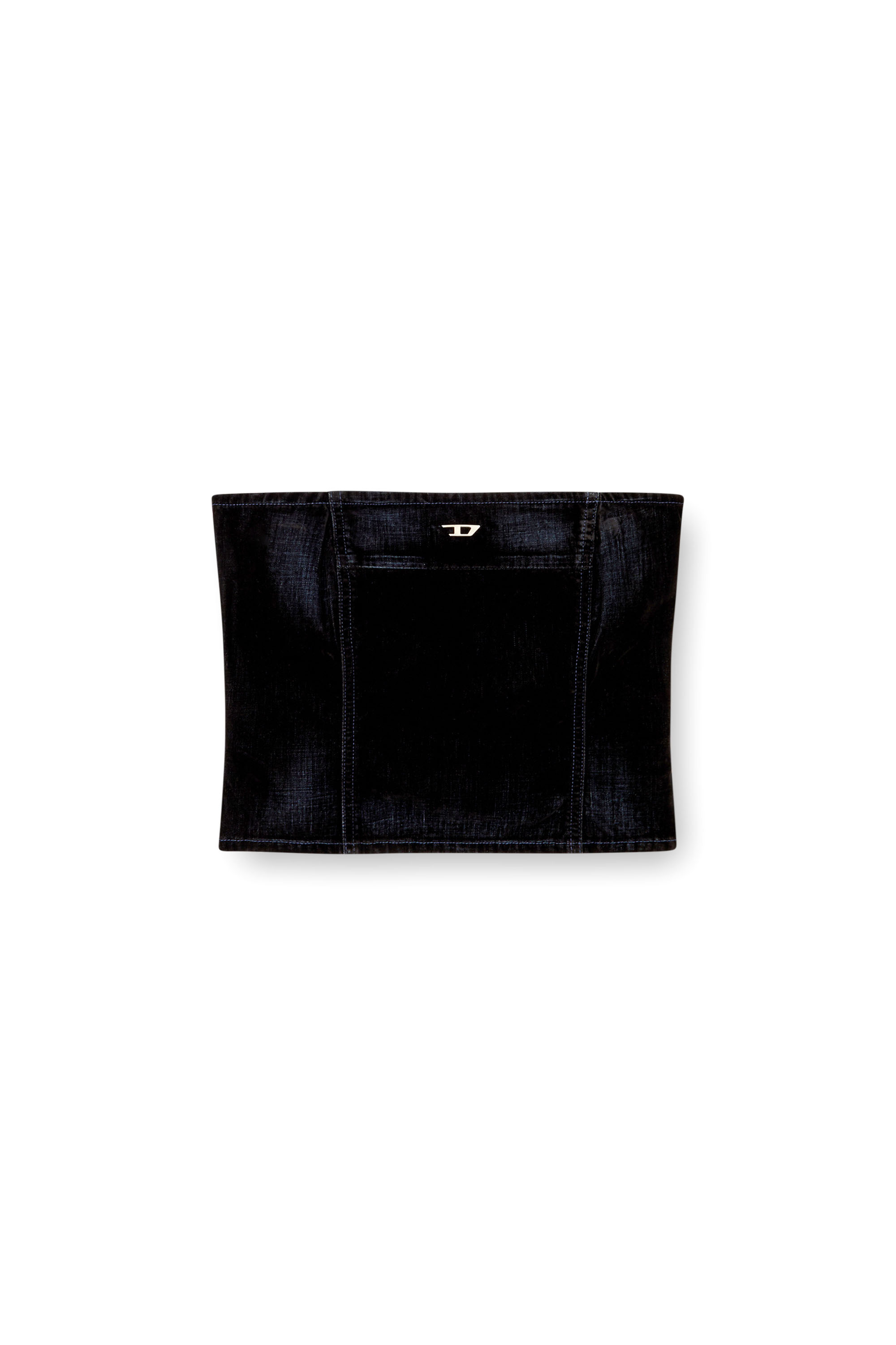 Diesel - DE-VILLE, Female's Tube top in velvety denim in Dark Blue - 4