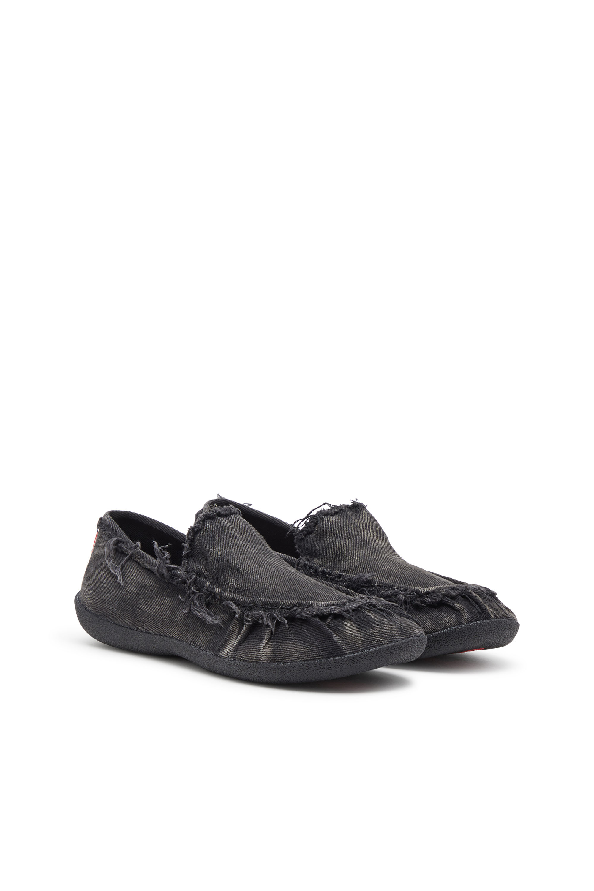 Diesel - D-SHOCK MOC, Male's D-Shock-Distressed denim loafers in Black - 2