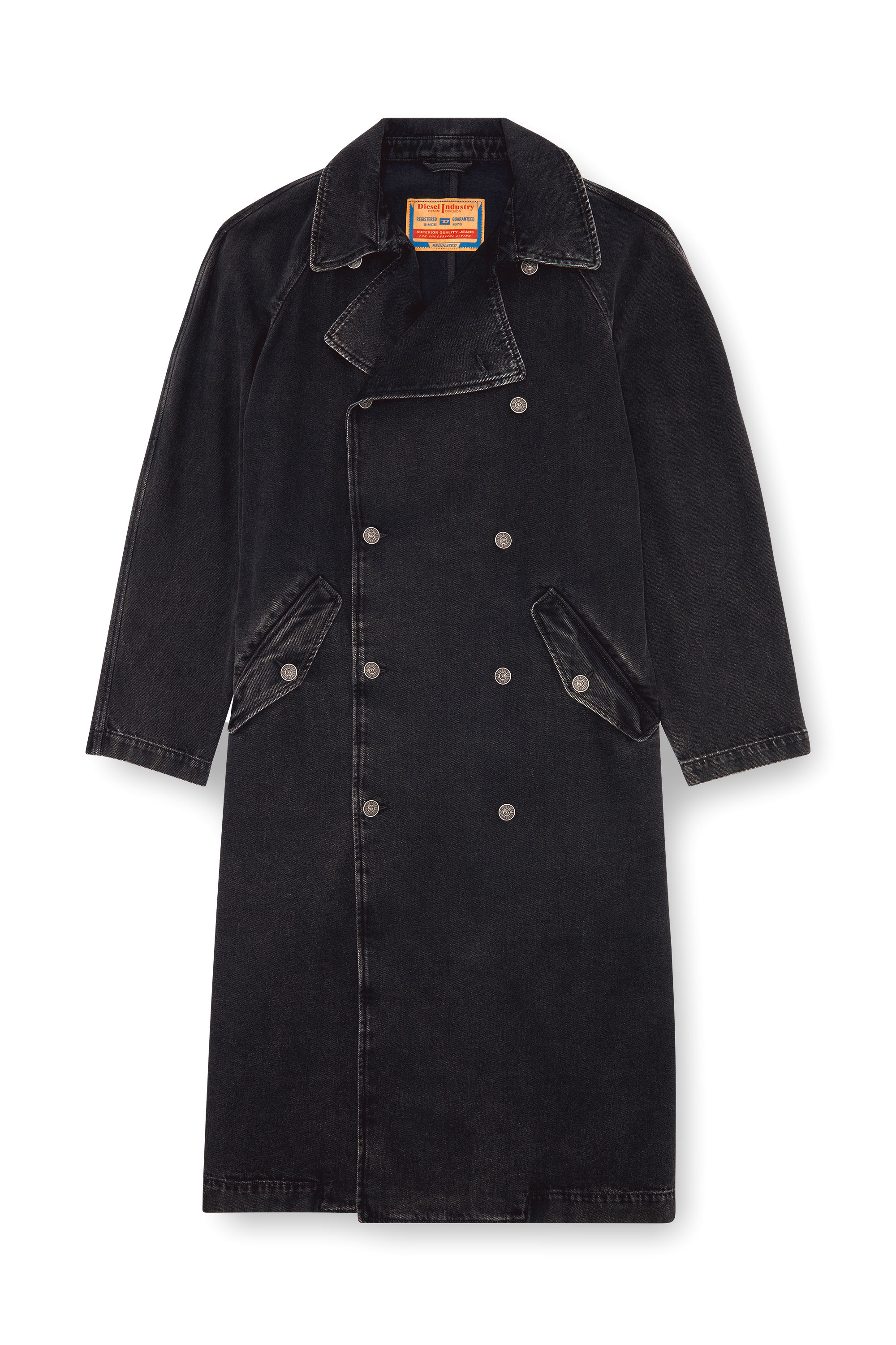 Diesel - D-DELIRIOUS-D, Trench-coat en denim délavé Homme in Noir - 5