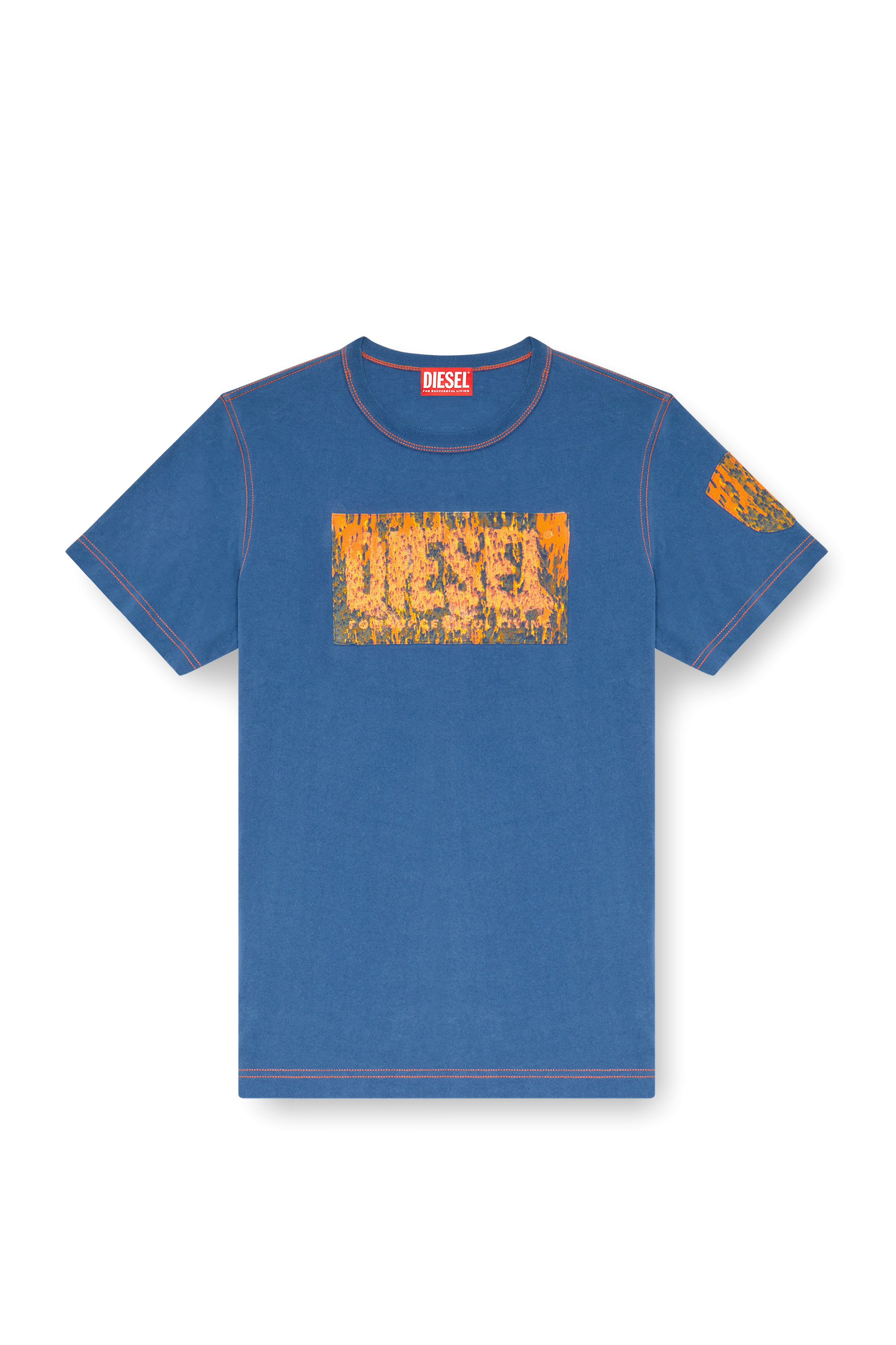 Diesel - T-ADJUST-Q1, T-shirt avec empiècements graphiques Homme in Bleu - 4