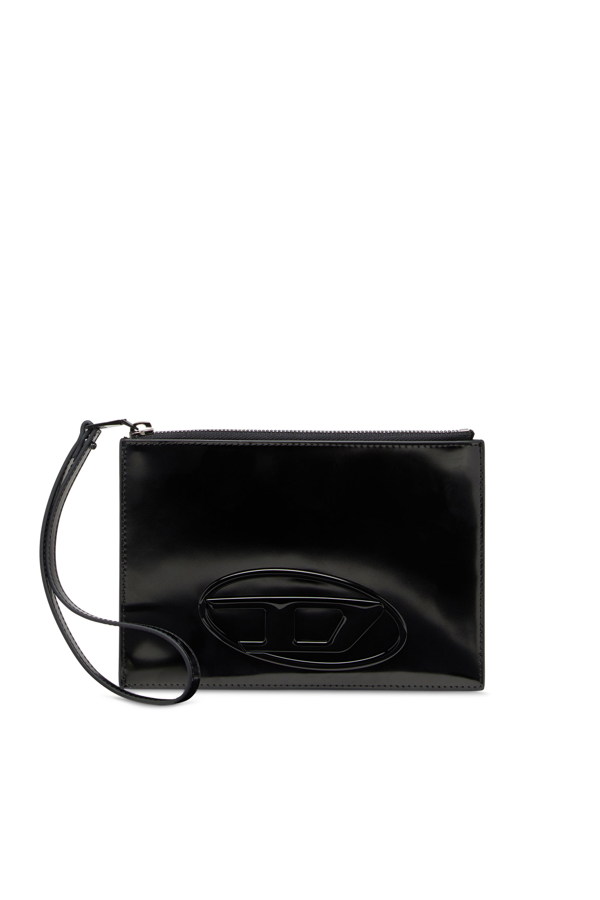 Diesel - 1DR POUCH III, Pochette zippée en cuir effet miroir Mixte in Noir - 1