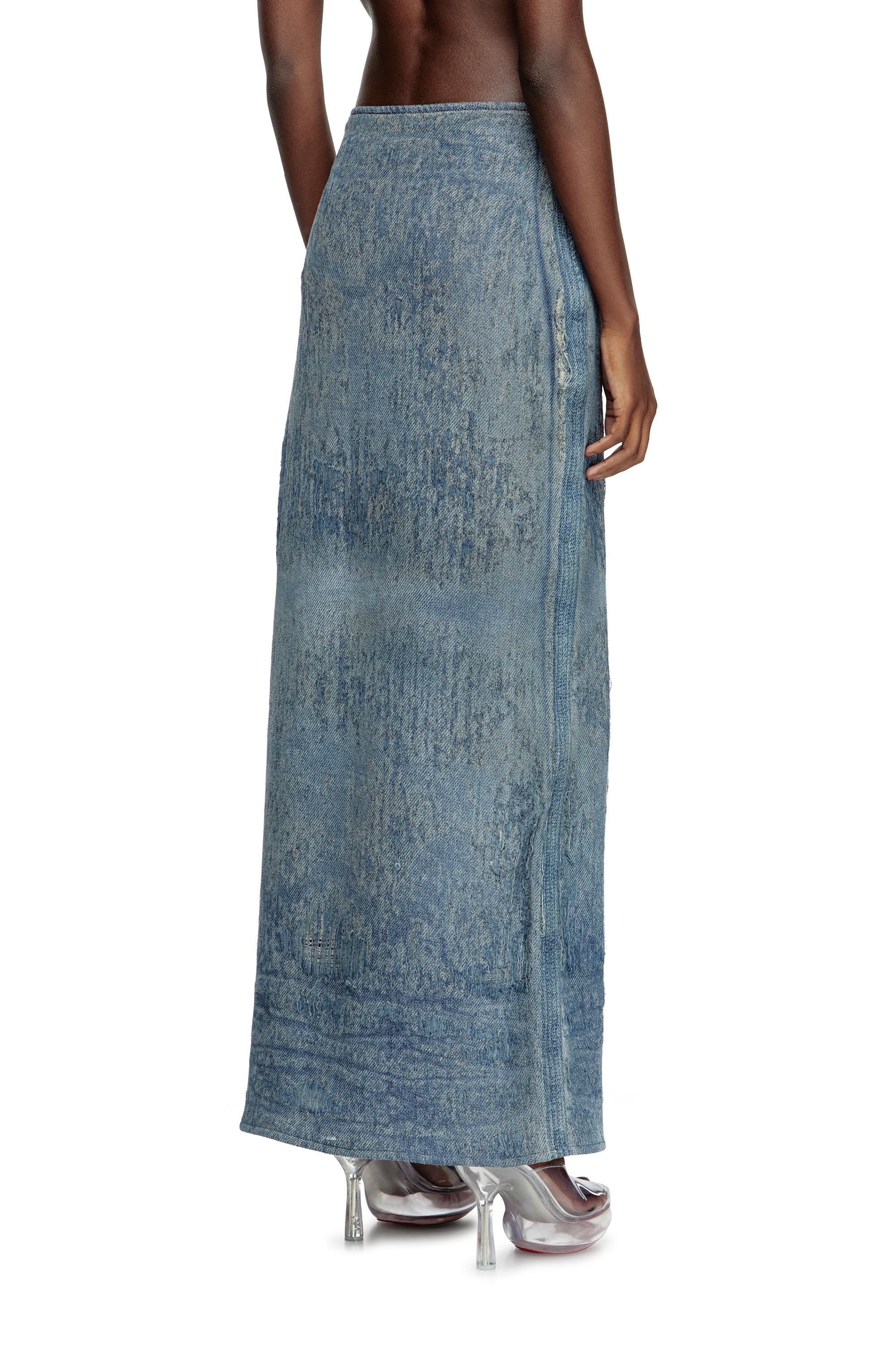 Diesel - DE-MEGAN-FSG, Female's Skirt in ultra-destroyed jacquard denim in Medium Blue - 4