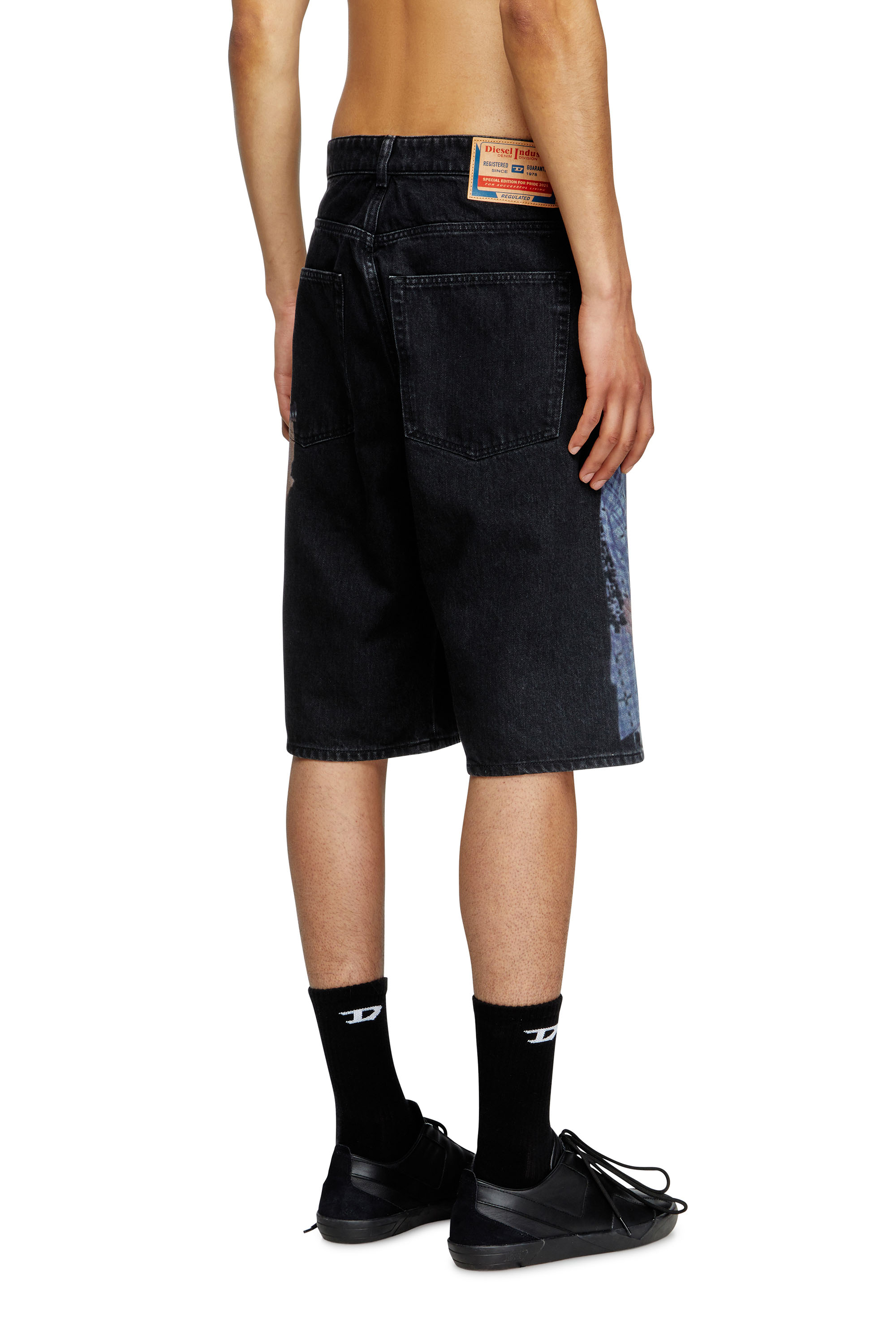 Diesel - PR-D-RIXFORD-S, Short en denim avec imprimé multicolore Mixte in Noir - 3